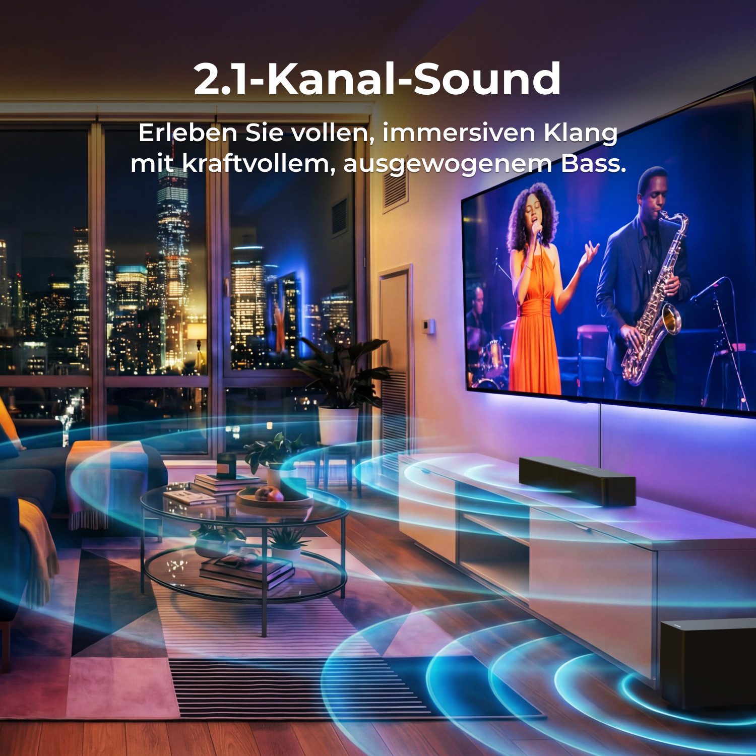 Ultimea Poseidon R3T TV Soundbar 2.1 (240 W, 5,25'' kabelloser Subwoofer, Bluetooth 6.0)