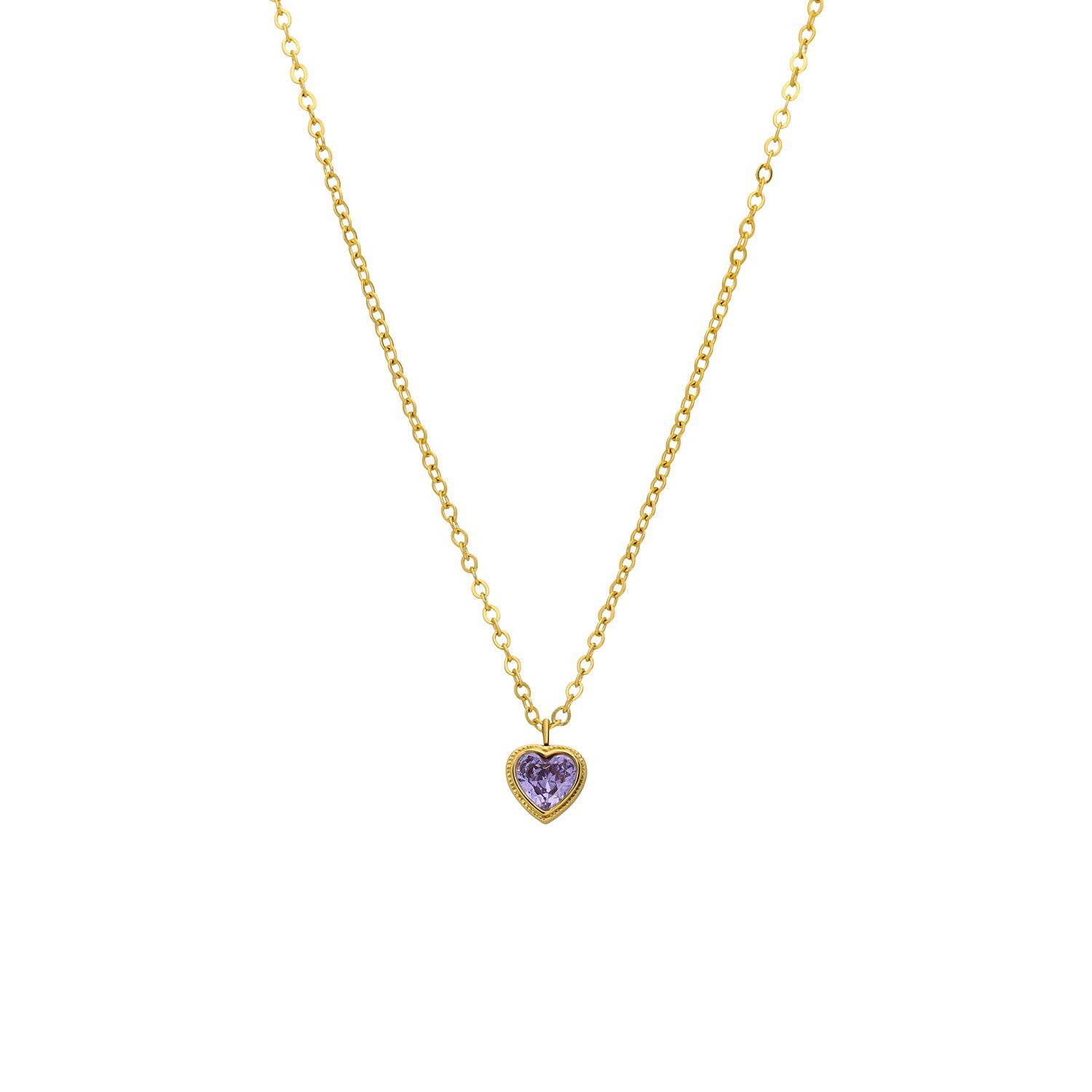 LUCARDI Kette mit Anhänger Halskette - Stahl - Gold - Zirkonia - Damen