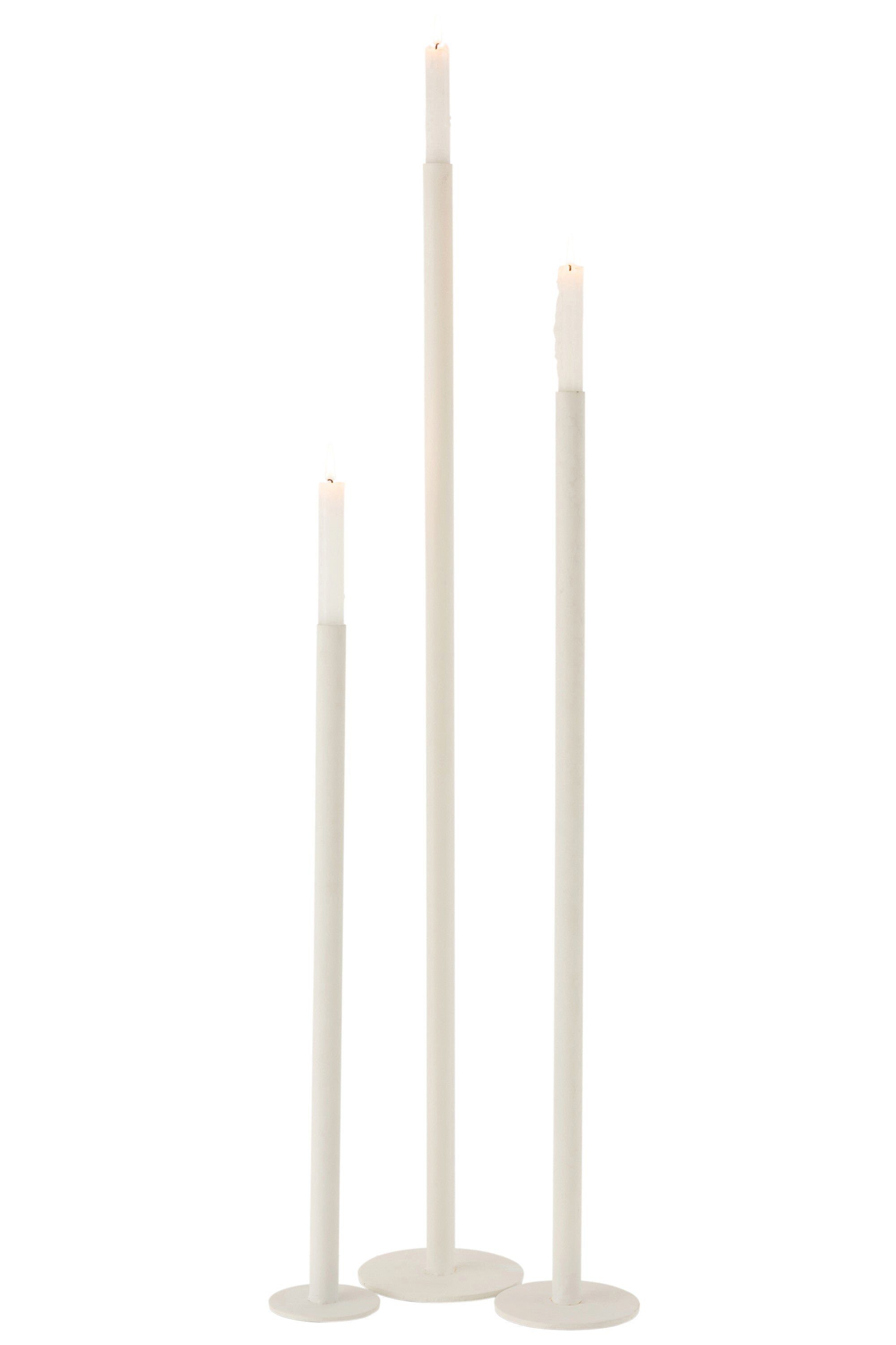 J-line Dekoobjekt 2er Set Von 3 Kerzenhalter Hoch Modern Metall Weiß - Elegante Dekorati