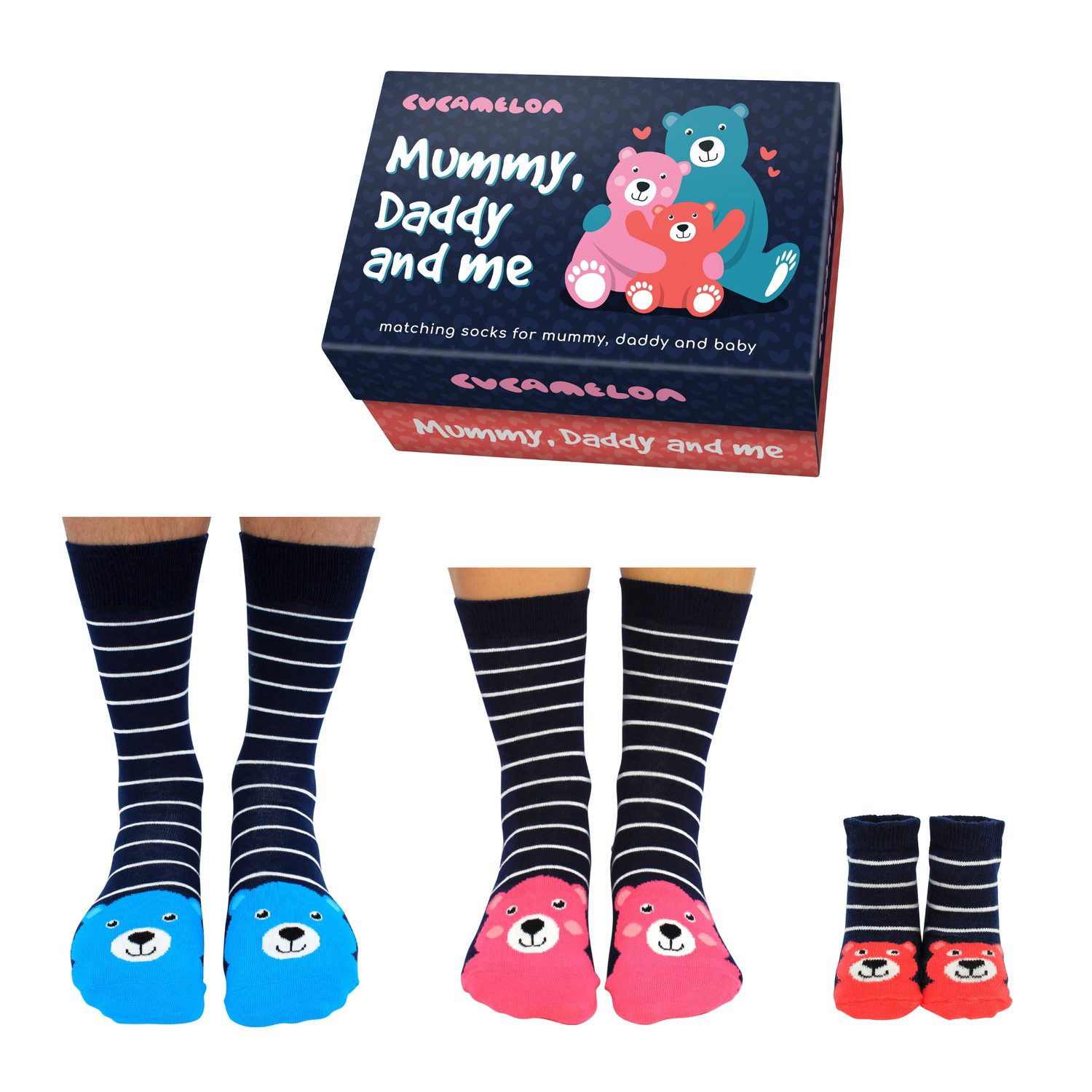 Cucamelon Freizeitsocken Mama Papa und Ich Cucamelon Socken für Vater Mutter Baby (3 Paar)