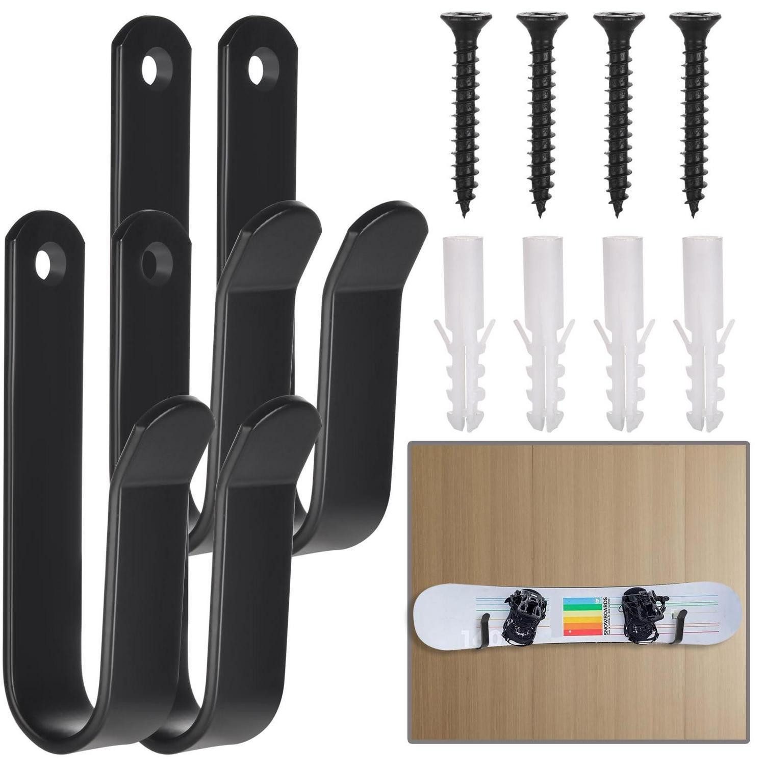 LuxusKollektion Longboard Snowboard Wandhalterung Schwarz 4 Stück