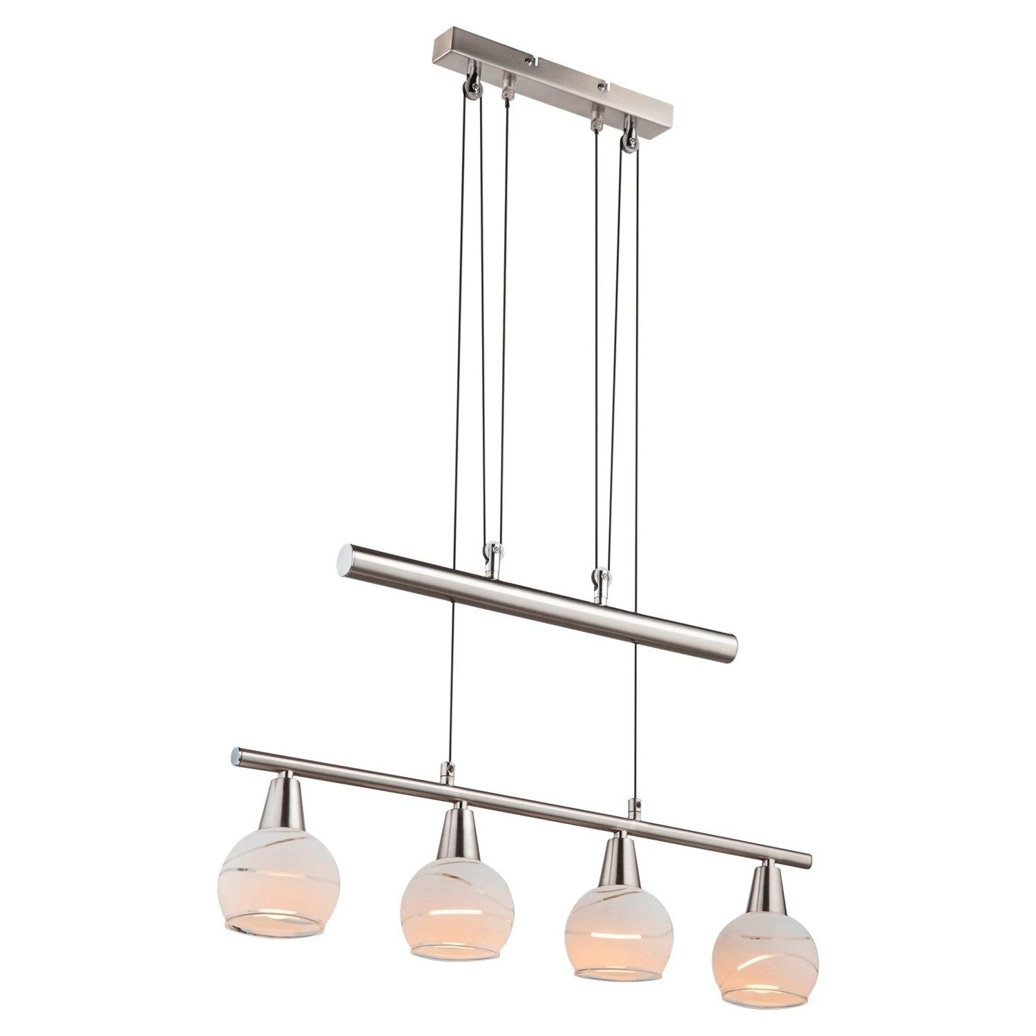 GLOBO LIGHTING LED Pendelleuchte MILOUD, 4-flammig, Nickel matt, Weiß, Meta günstig online kaufen