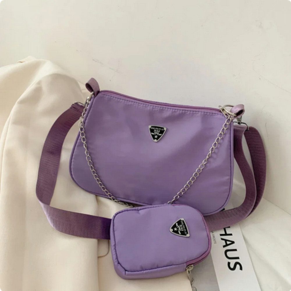 Handtasche Damen Casual Umhängetasche Handtasche Schultertasche 2er Set Lila
