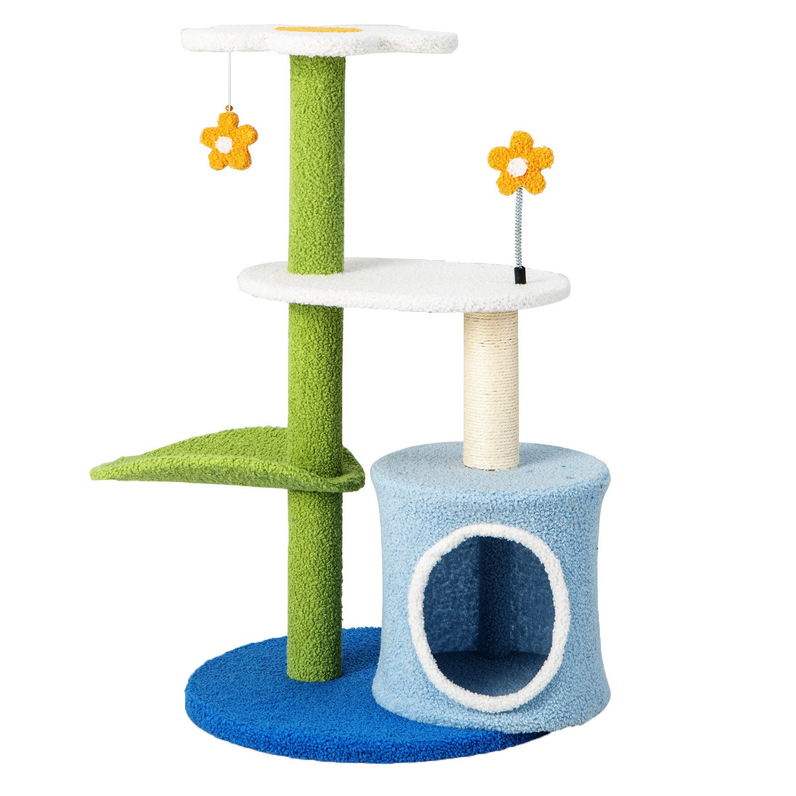 COSTWAY Kratzbaum Katzenbaum, mit Federball & klingelnde Ball