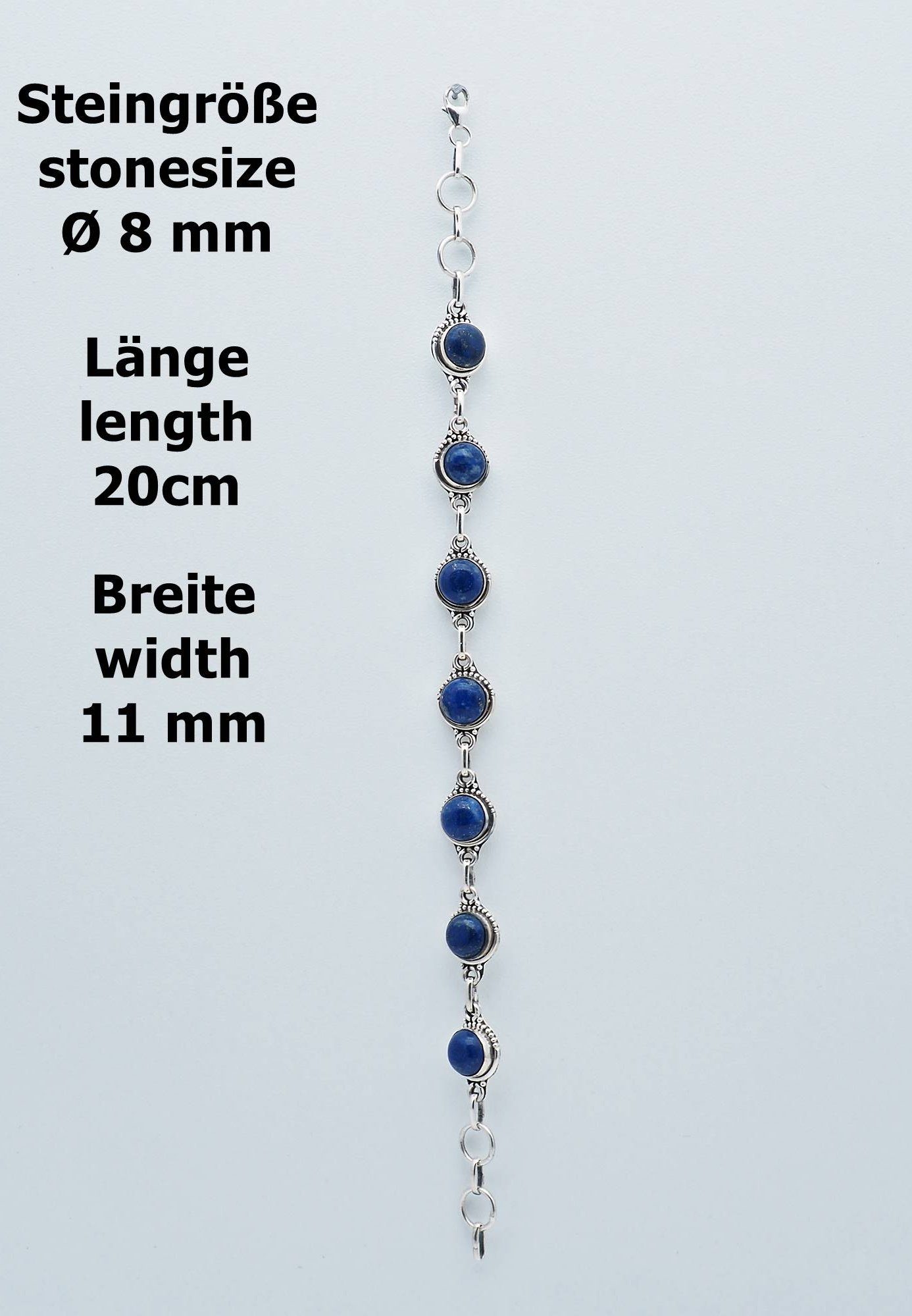 mantraroma Silberarmband 925er Lapis mit Lazuli Silber