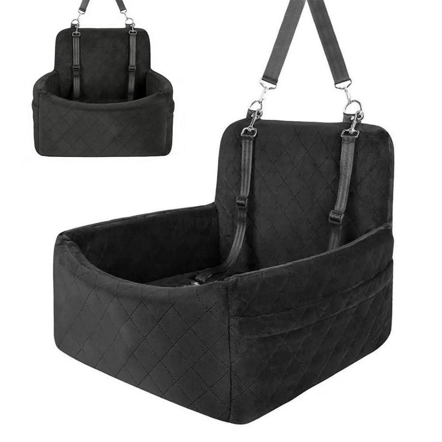 LuxusKollektion Hunde-Transportbox Hundesitz Auto für kleine Hunde bis 10 kg mit Gurten waschbar