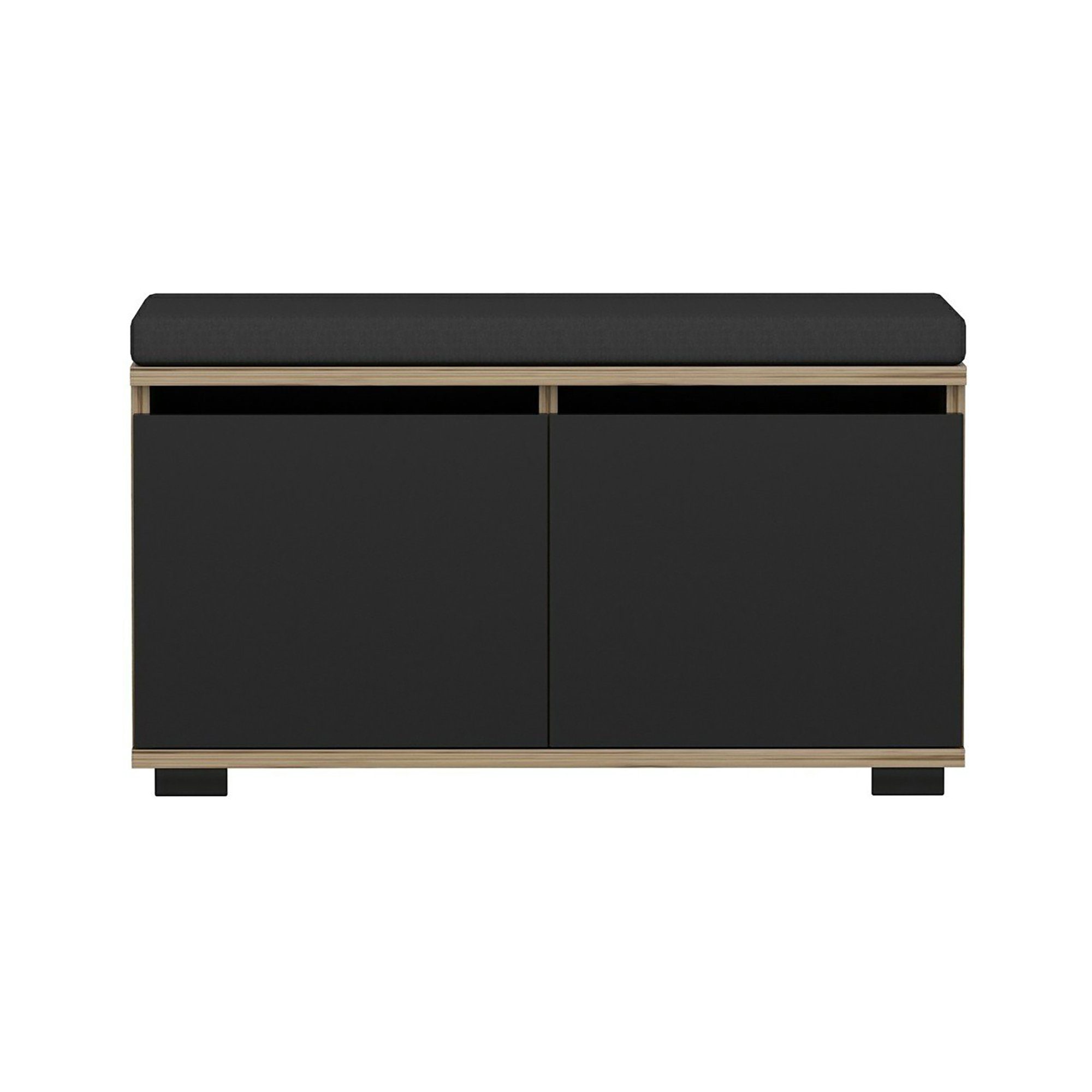 en.casa Schuhbank, »Brande« mit 4 Ablagefächer Eiche / Schwarz