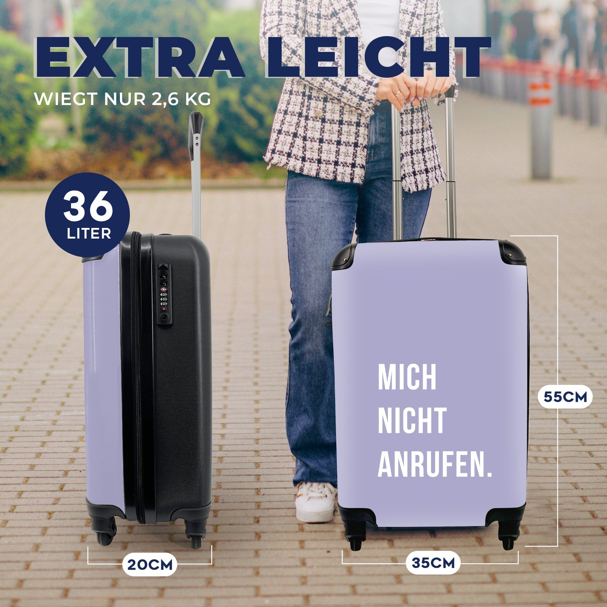 4 Rollen, Lavendel, Handgepäckkoffer Handgepäck anrufen für rollen, Reisekoffer Reisetasche nicht Mich - Ferien, MuchoWow mit - Zitate Trolley,