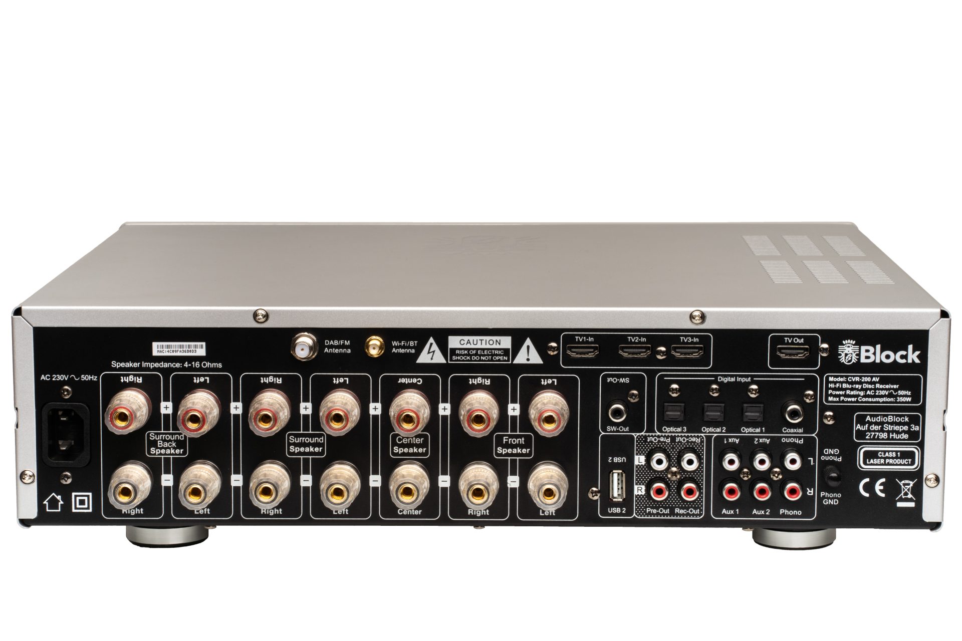 Block CVR-200 AV 7.1 Receiver mit Blu-ray, 7x100W, DAB+, ARC 7.1-Kanal-AV-Netzwerk-Receiver