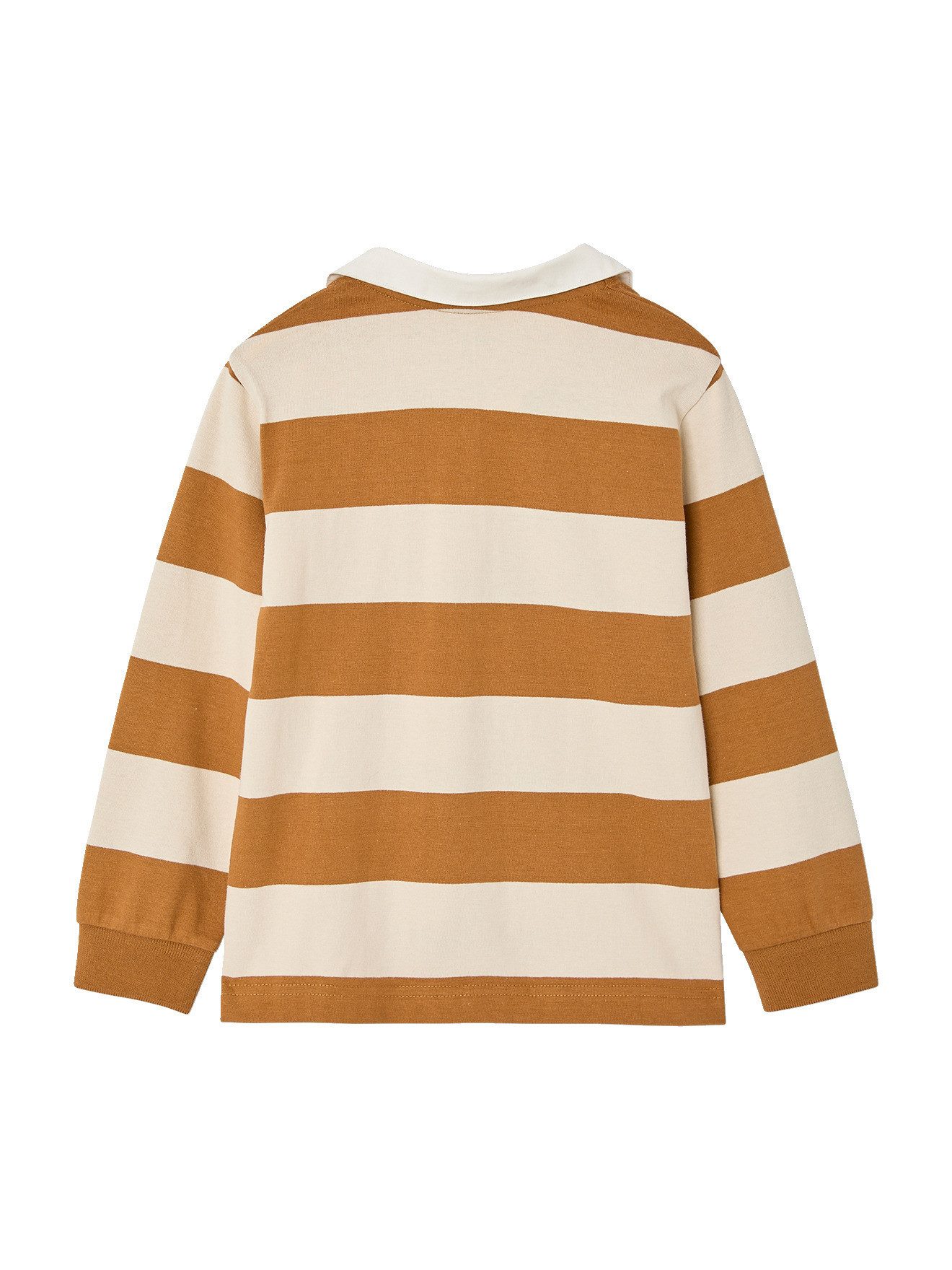 vertbaudet Langarm-Poloshirt Gestreiftes Jungen Poloshirt mit Kontrast-Kragen – Bild 2 von 4