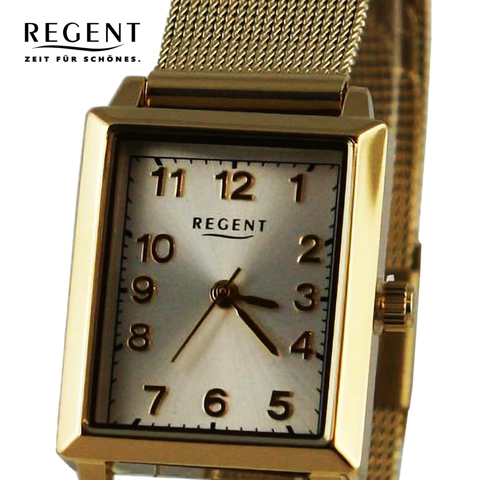 Damen Armbanduhr Quarzuhr groß Regent extra Metallarmband Armbanduhr 22x26mm), Analog, Damen rund, (ca. Regent