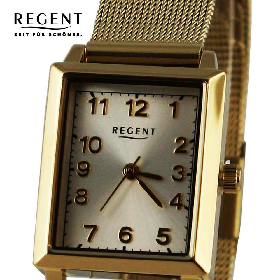Regent Quarzuhr Regent Damen Armbanduhr Analog, Damen Armbanduhr rund,  extra groß (ca. 22x26mm), Metallarmband