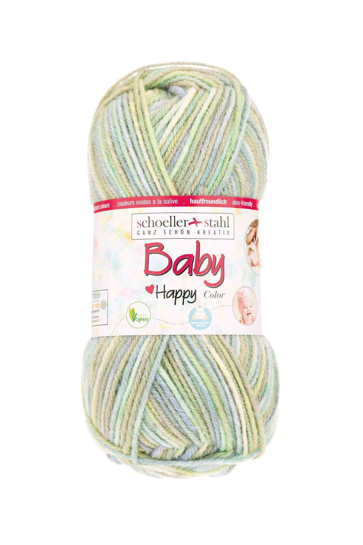 Schoeller + Stahl Baby Happy Color Häkelwolle, 185 m, wunderbar weiches, pflegeleichtes Garn mit fröhlichen Farbakzenten