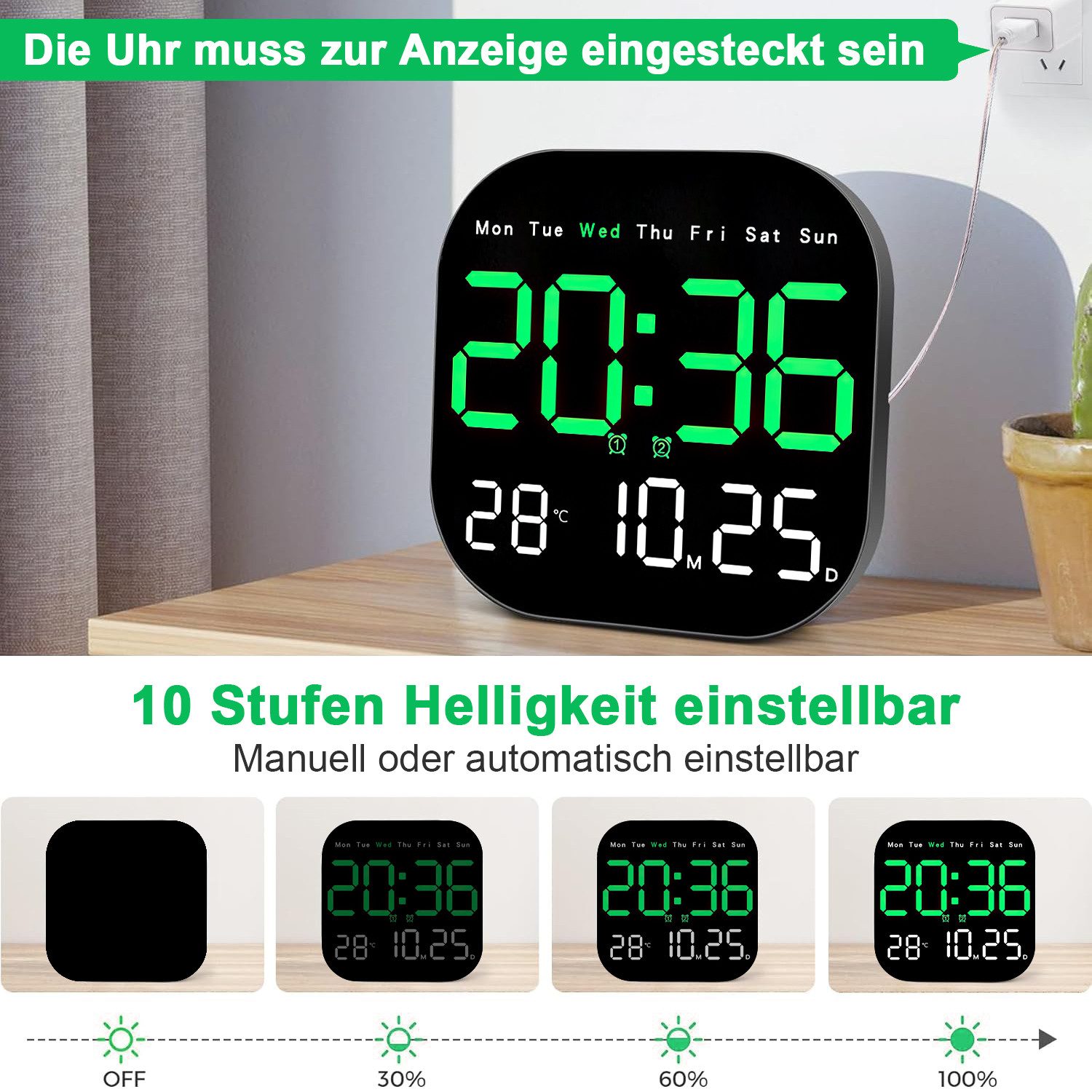 ZEUOPQ Wanduhr Digitale Uhr mit Fernbedienung, günstig online kaufen
