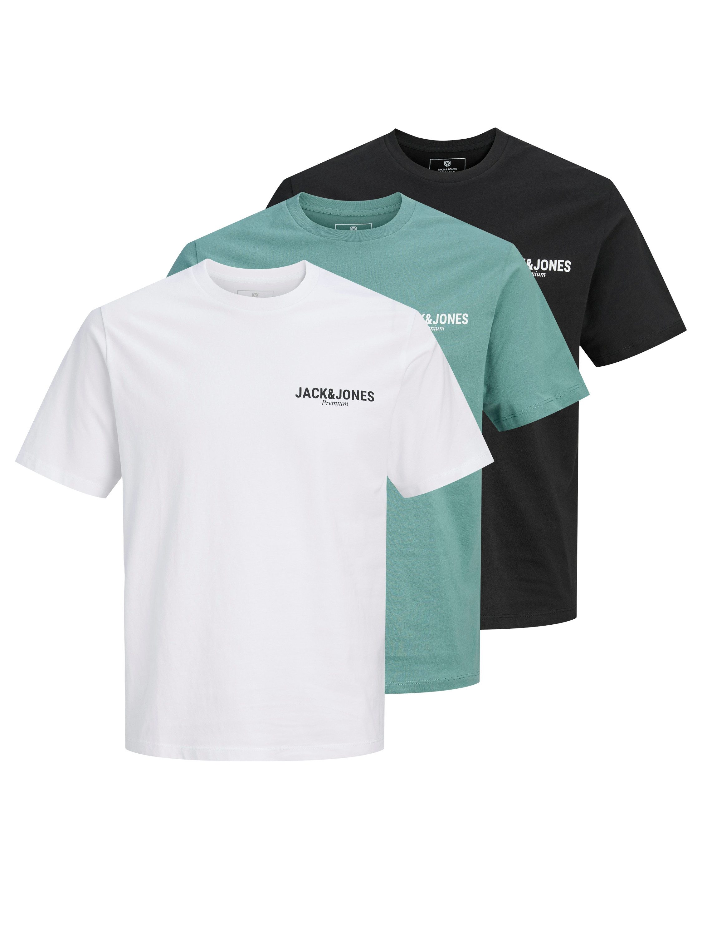 Jack & Jones Rundhalsshirt JPRBLAOSCAR SS TEE FST 3PK MP (Packung, 3-tlg)