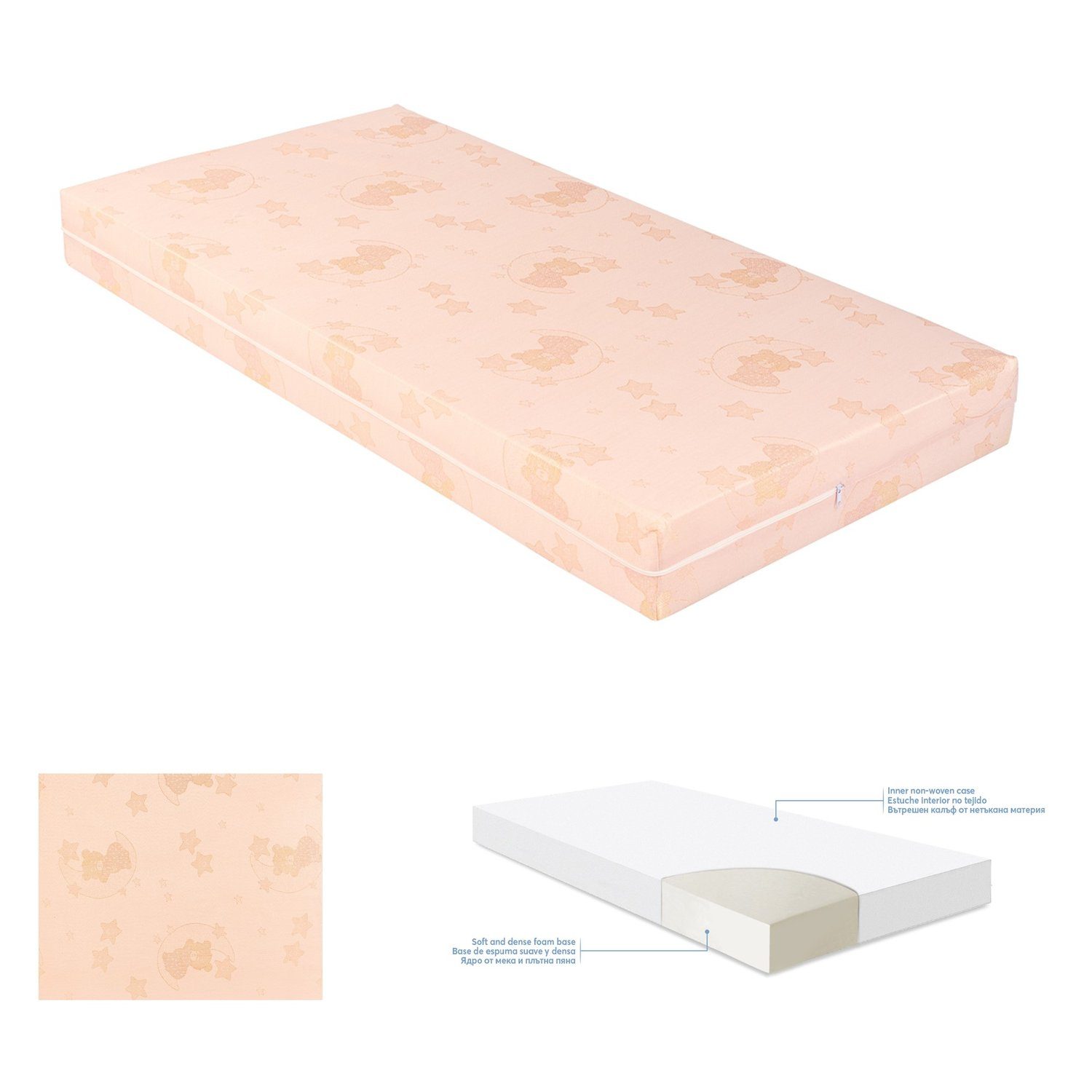 Kindermatratze Babybett Matratze Extra, Kikkaboo, 8 cm hoch, Comfort 120 x 60 x 8 cm, mit Reißverschluss