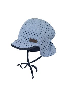 Sterntaler® Strickmütze Schirmmütze Nacken (1-St., Mütze mit Schirm, Bindeband und Ohrenklappen) Kindermütze Baumwollmischgewebe mit kleinen Sternen
