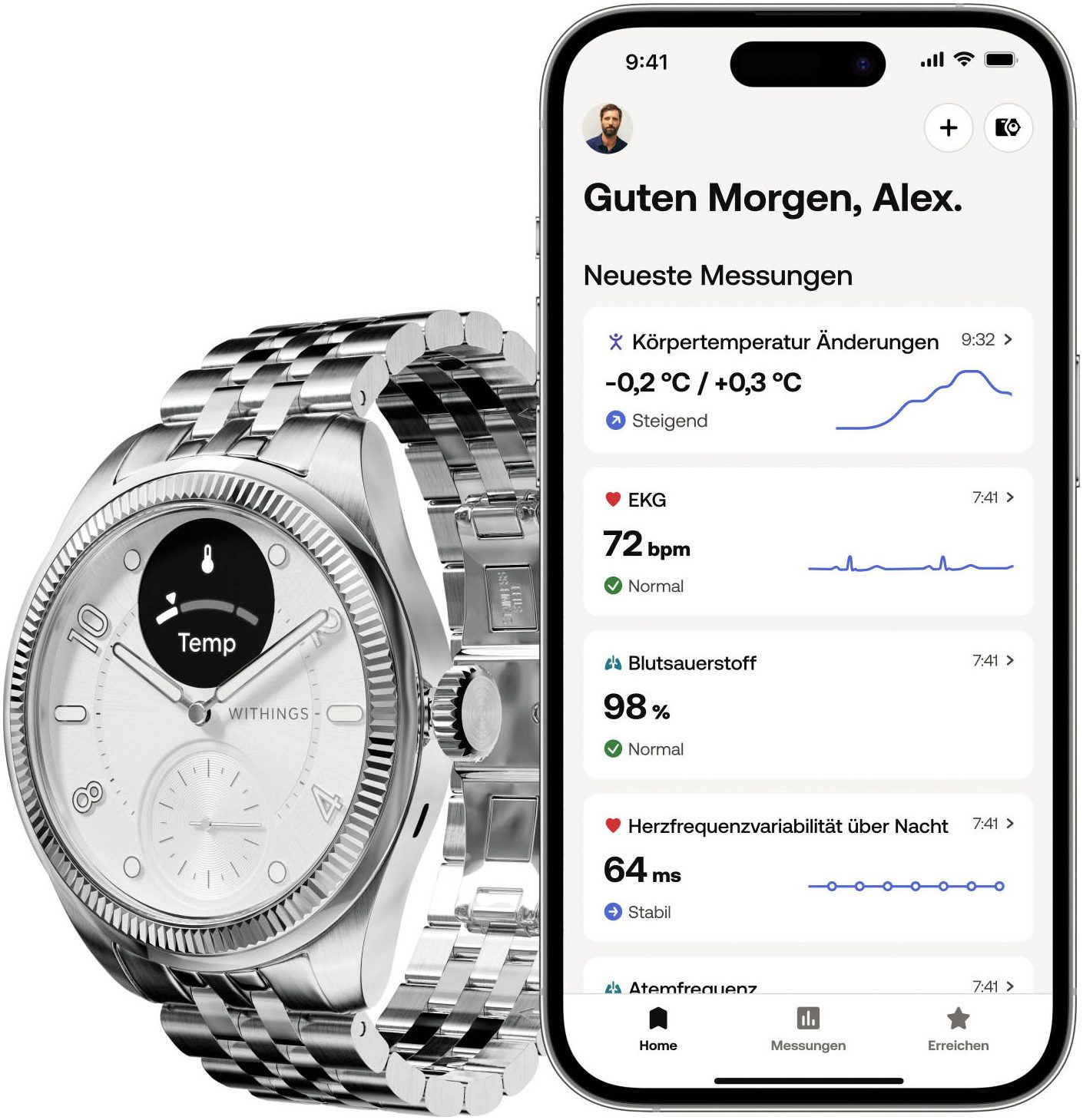 Withings ScanWatch Nova Brilliant Edition 39mm, Edelstahl, Akku: 35 Tage Smartwatch (1.6 cm/0.63 Zoll), Aktivitätstracking, Schlafüberwachung, Herzgesundheit, Temperatur uvm.