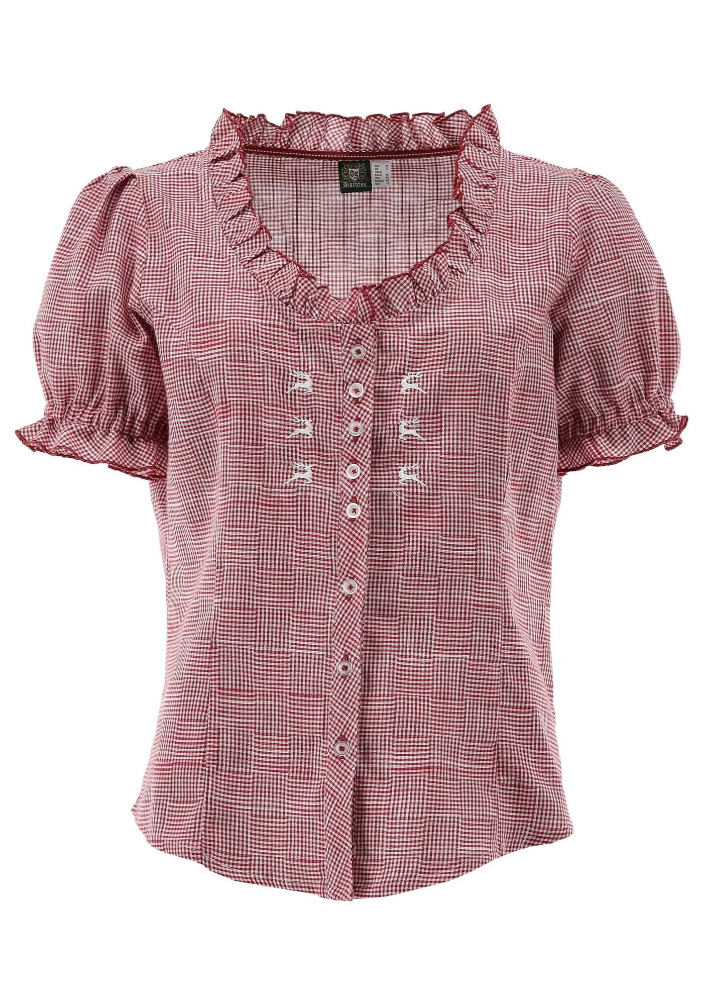 OS Trachten Trachtenbluse Yomira Tailliert, Rundhalsausschnitt, 1/2-Arm, Rü günstig online kaufen