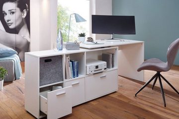 tinkaro Schreibtisch SELMA Weiß mit Sideboard
