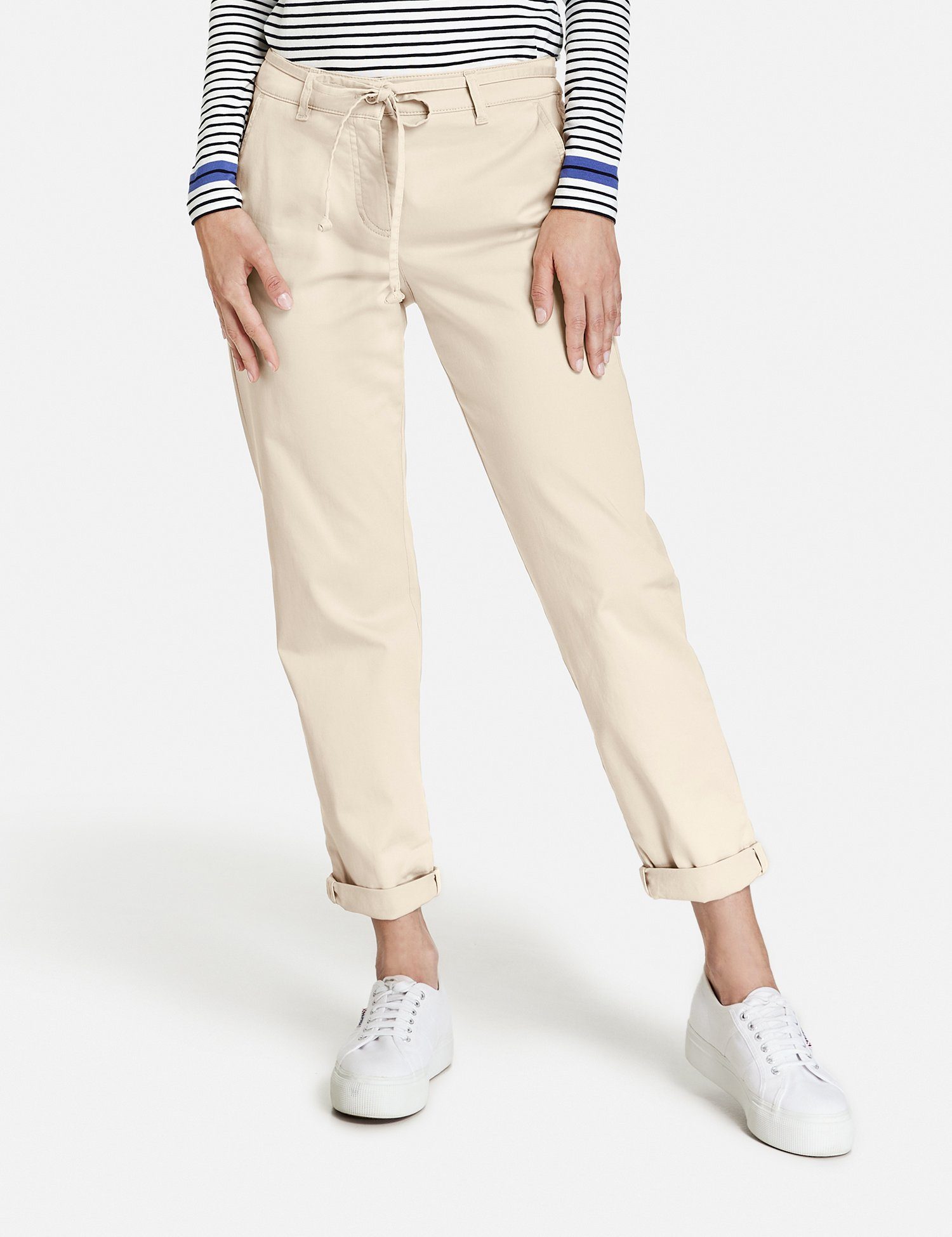 Sand GERRY WEBER Chino 7/8-Hose mit Bindegürtel