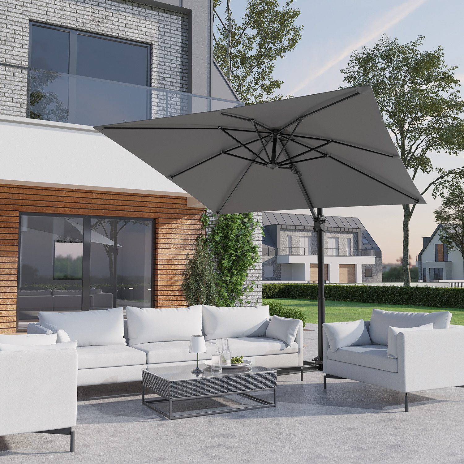 HOMALL Sonnenschirm Gartenschirm 270/330cm, mit Ständer,360° günstig online kaufen