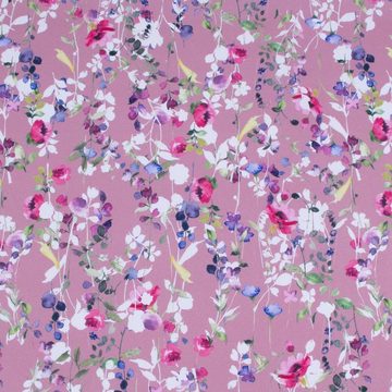 SCHÖNER LEBEN. Stoff Canvas Dekostoff Baumwollstoff Romantic Flowers Blumen rosa 1,40m Br, atmungsaktiv
