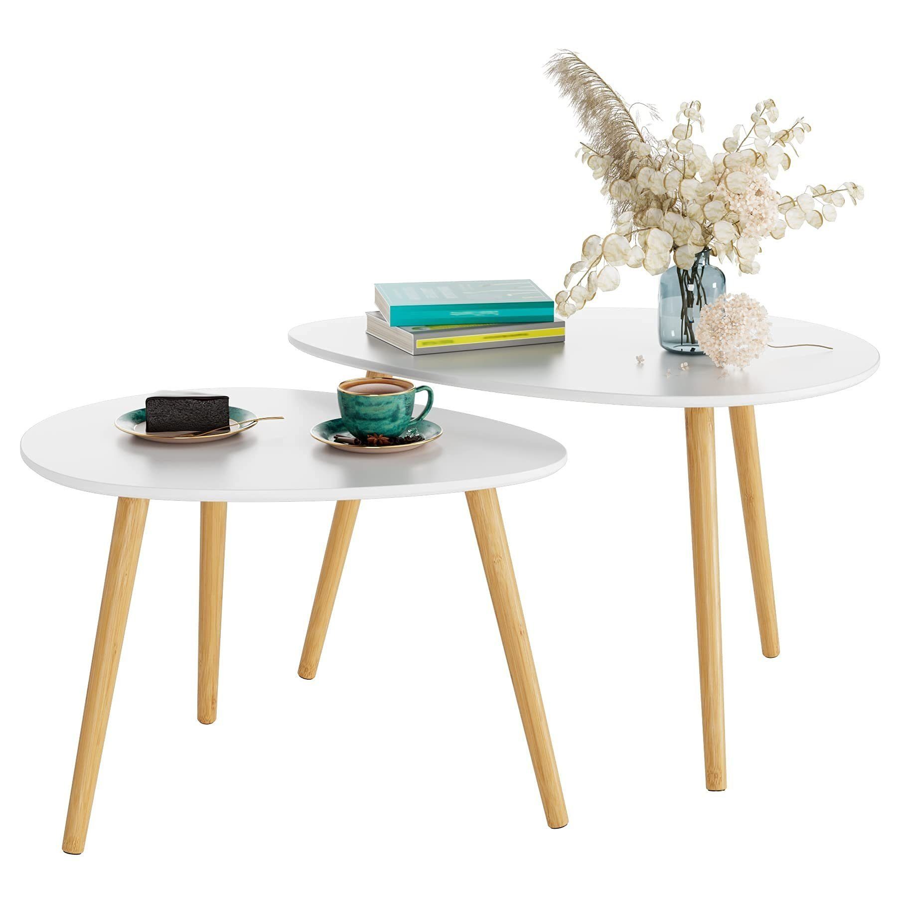 Homfa Couchtisch, 2er Set Beistelltisch Sofatisch Groß und Klein weiß günstig online kaufen