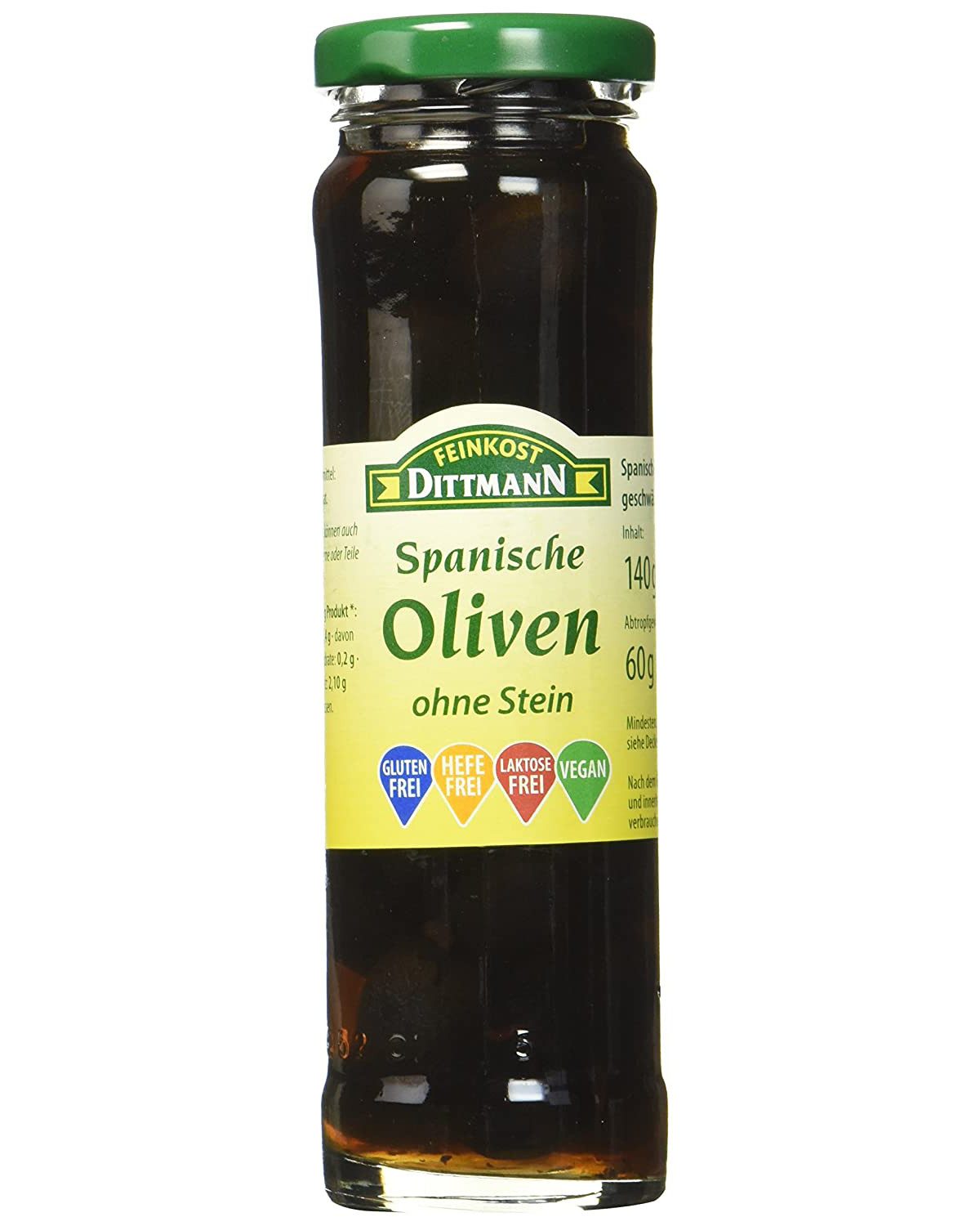 Feinkost Dittmann Gemüsekonserve, Feinkost Dittmann Spanische Oliven Schwarz ohne Stein 140g 6er Pack