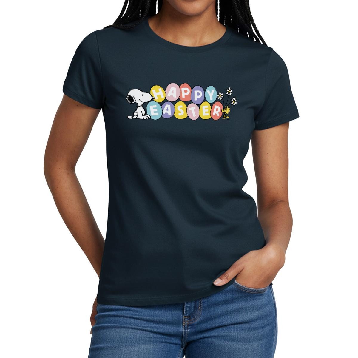 Spreadshirt T-Shirt Peanuts Snoopy Happy Easter Ostern Frauen T-Shirt (1-tlg) Slim Fit, fällt klein aus