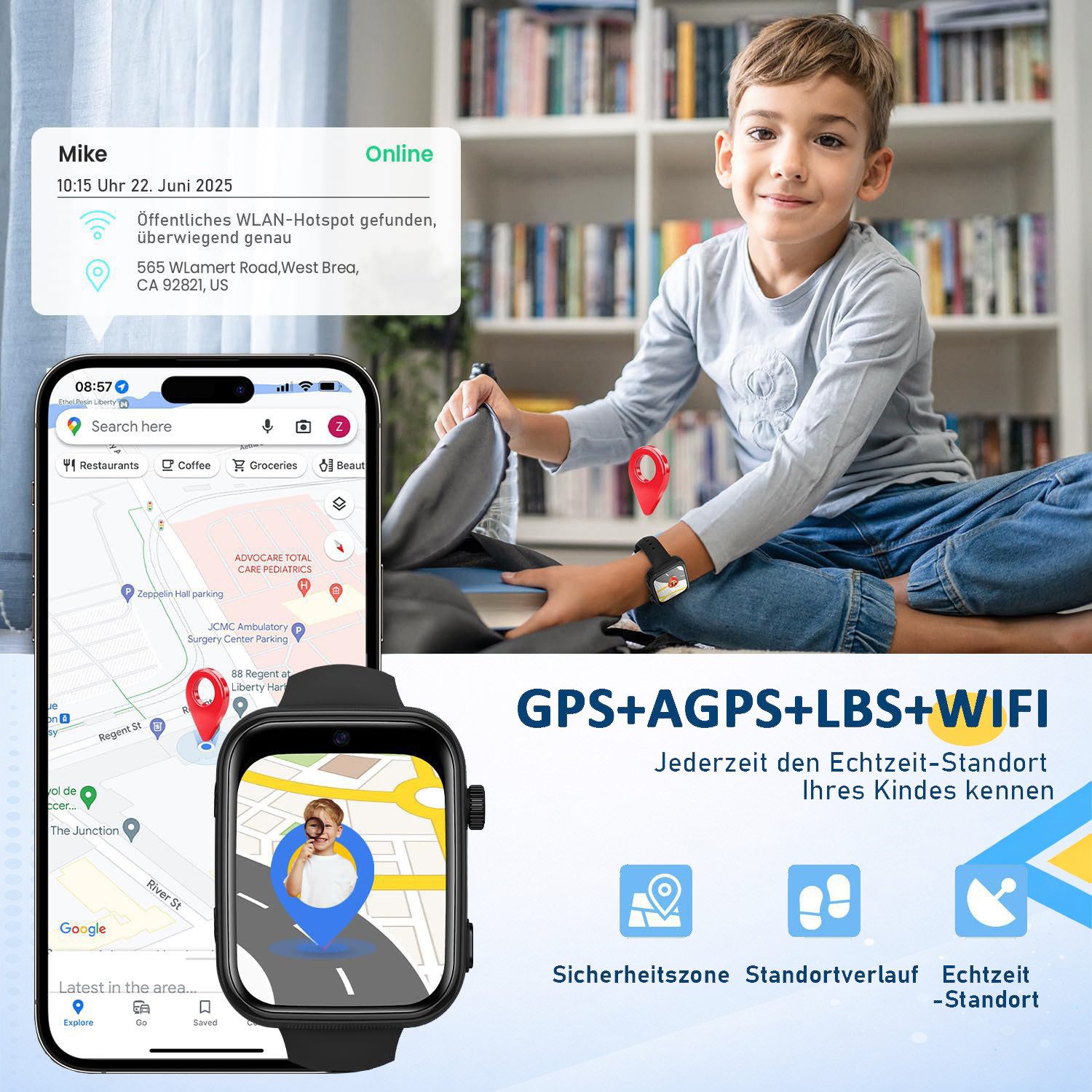 SWGOTA 4G Kinder Smartwatch mit Telefonfunktion und GPS, SOS,Zwei-Wege-Anrufe Smartwatch, Kindersmartwatch mit WLAN, Bildkompetenz für 4–12 Jungen und Mädchen