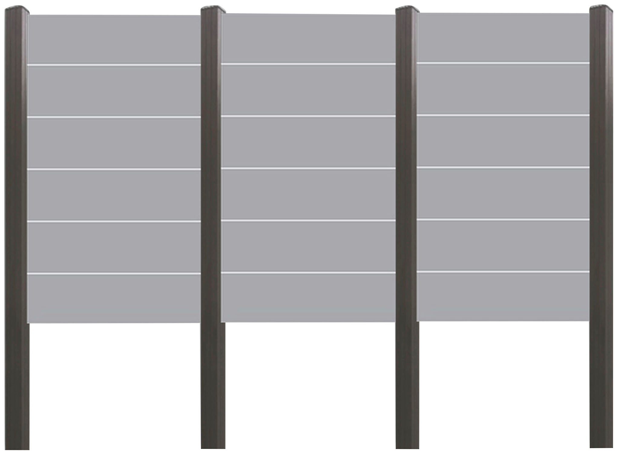 Tetzner & Jentzsch Sichtschutzelement ROUNDROCK 1, (Set), Satiniertes Glas in Aluminiumpfosten