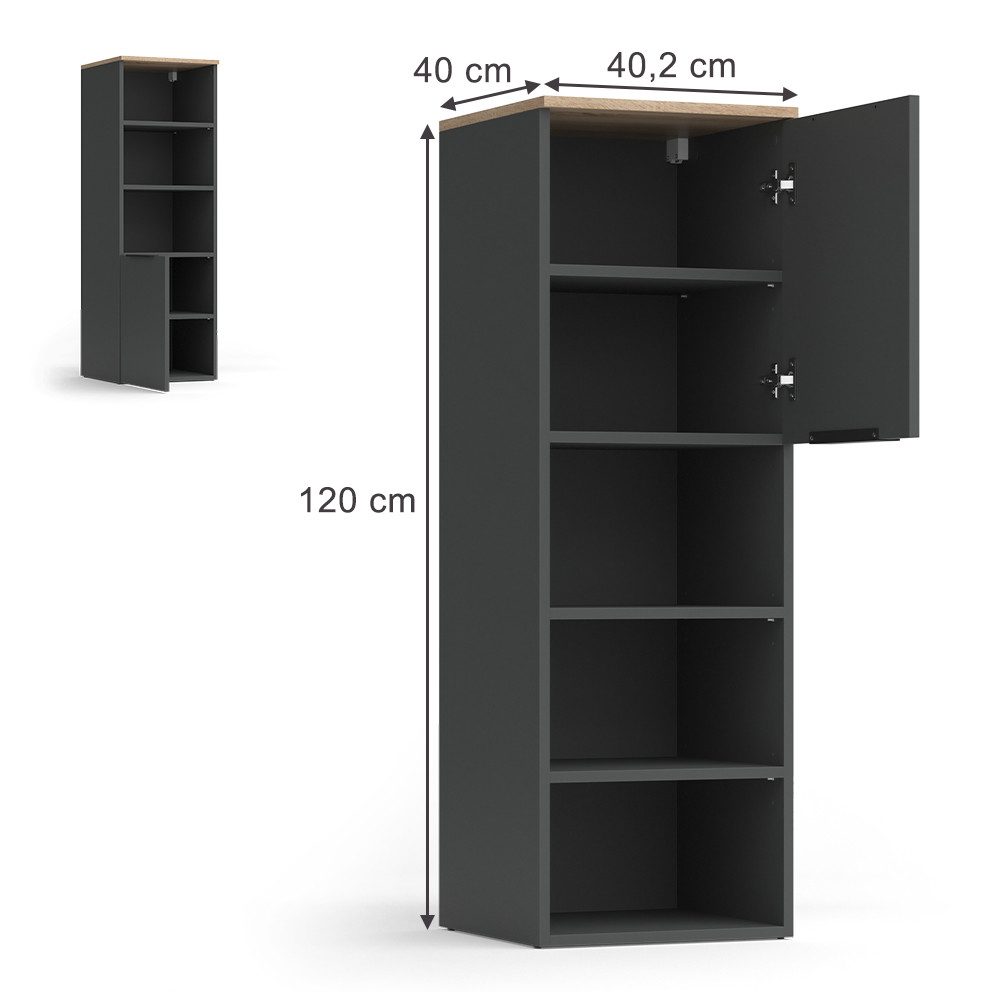 Vicco Aktenschrank Wido, Anthrazit/Sonoma, 40.2 x günstig online kaufen