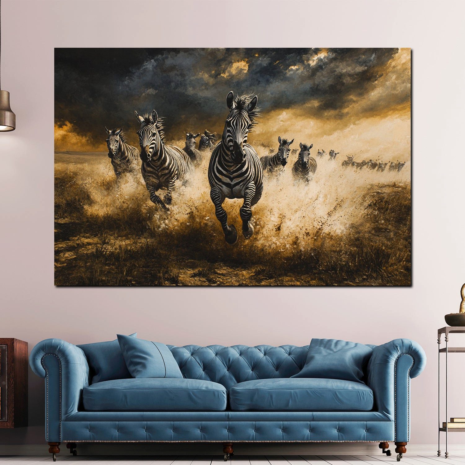 Artedinoi Leinwandbild Zebras in Dynamik Wandbild Leinwandbild Kunstdruck XL Wanddeko, Zebras, dynamisch