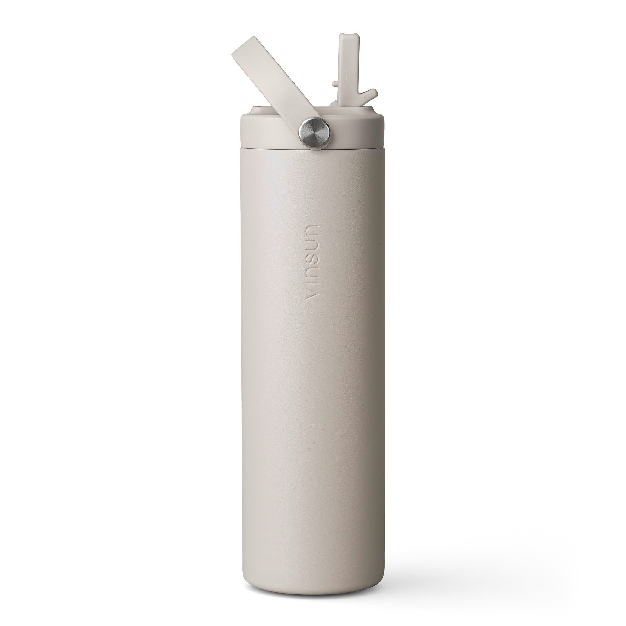 Vinsun Isolierflasche Thermoflasche 750ml mit Strohhalm - Sport Trinkflasche mit Tragegriff, Auslaufsicher, doppelwandig isoliert, geruchs- und geschmacksneutral