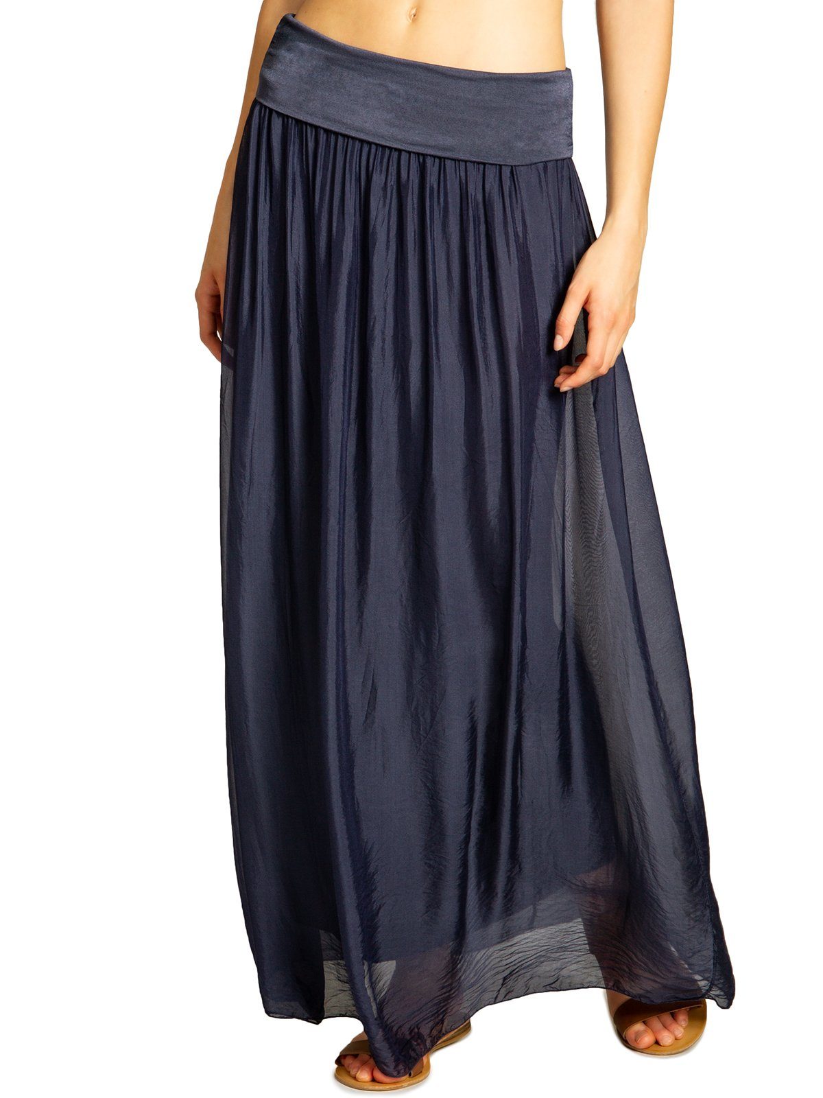 Faltenrock RO025 eleganter leichter Damen Sommer Rock mit Seidenanteil