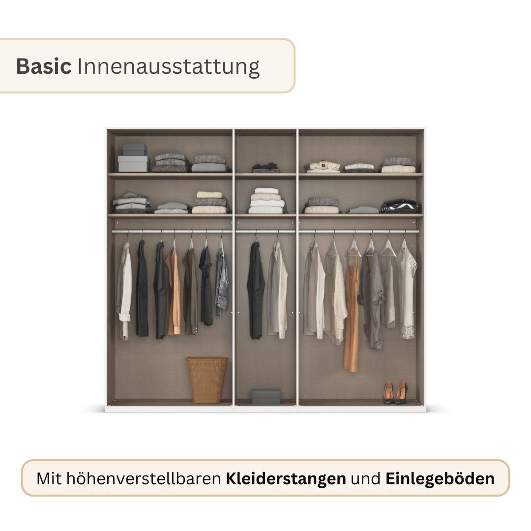 rauch Kleiderschrank Schrank Garderobe SKAT SHINE Breiten 151/201/251/301cm, Höhe 223/235cm (3 verschiedene Ausstattungen BASIC/CLASSIC/PREMIUM (inkl. SOFT-CLOS – Bild 4 von 5