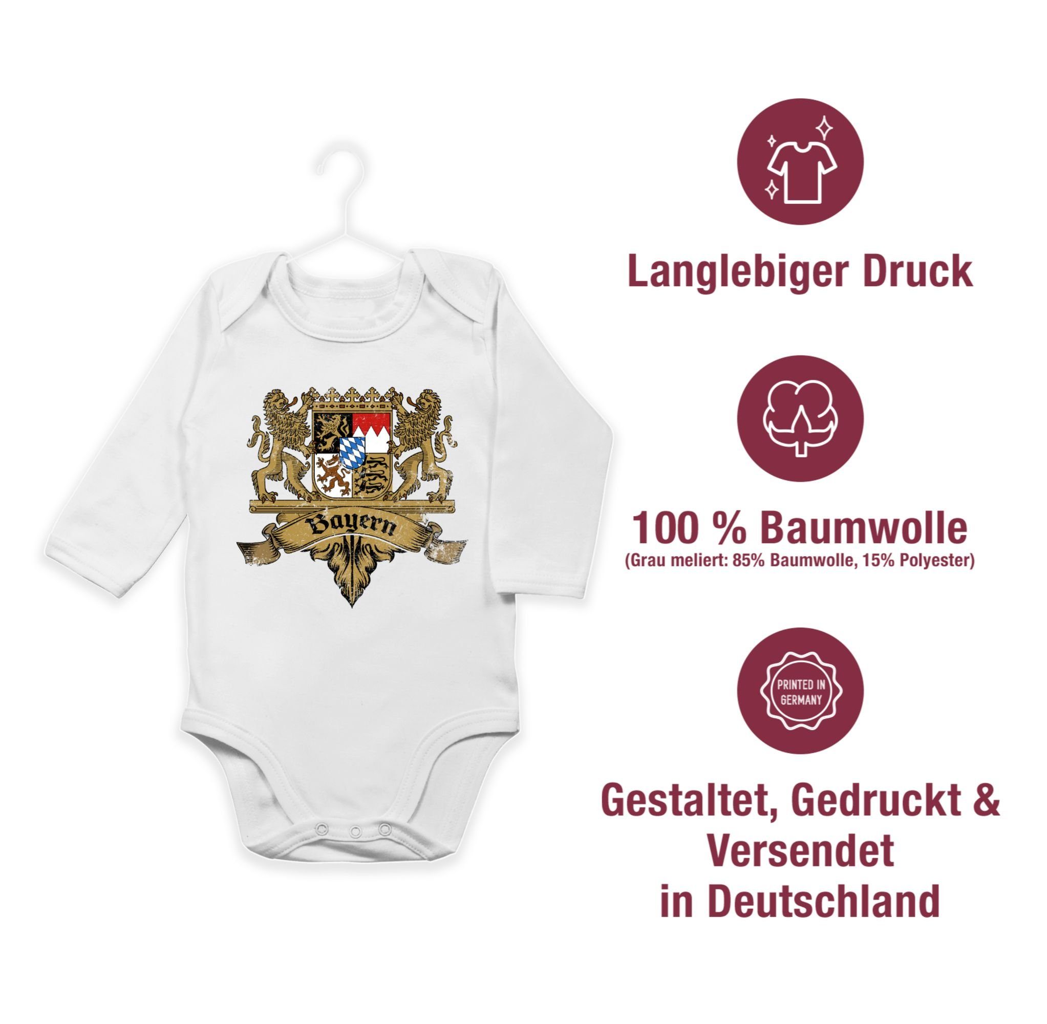 Freistaat Outfit Shirtracer 2 Shirtbody Oktoberfest Bayernland Bayern Baby für Wappen Bayern Mode Weiß