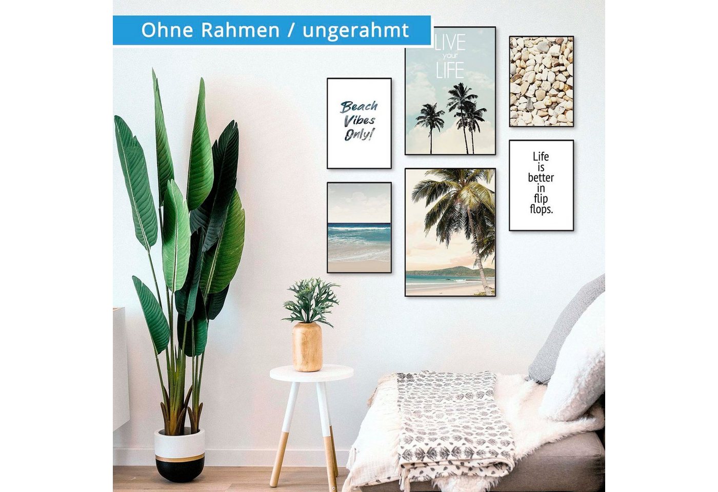 Artland Poster »Strandleben unter Palmen«, Strand (6 Stück), Poster, Wandbild, Bild, Wandposter-HomeTrends