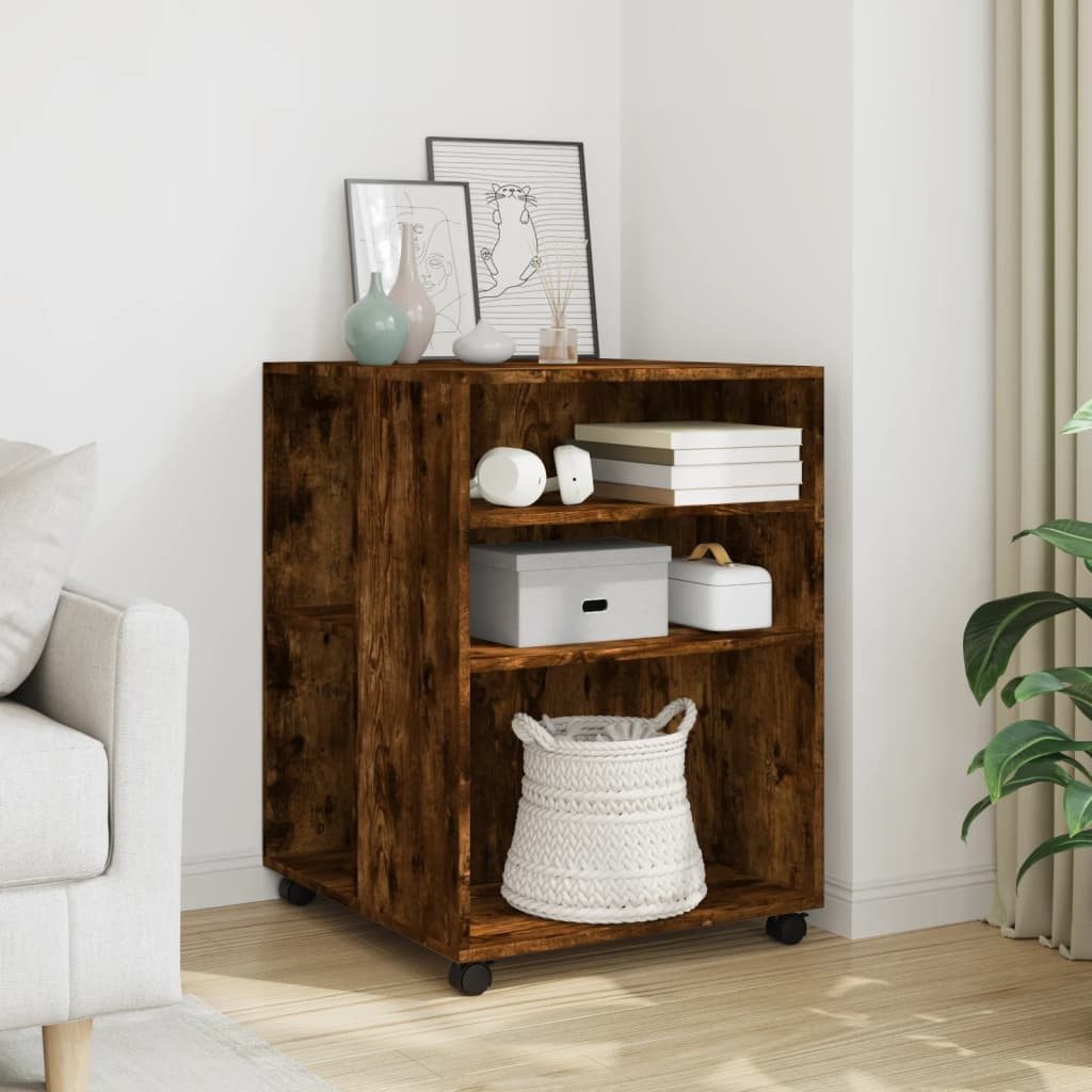vidaXL Aktenschrank Beistelltisch mit Rollen Räuchereiche 55x60x78 cm Holzwerkstoff (1-St)