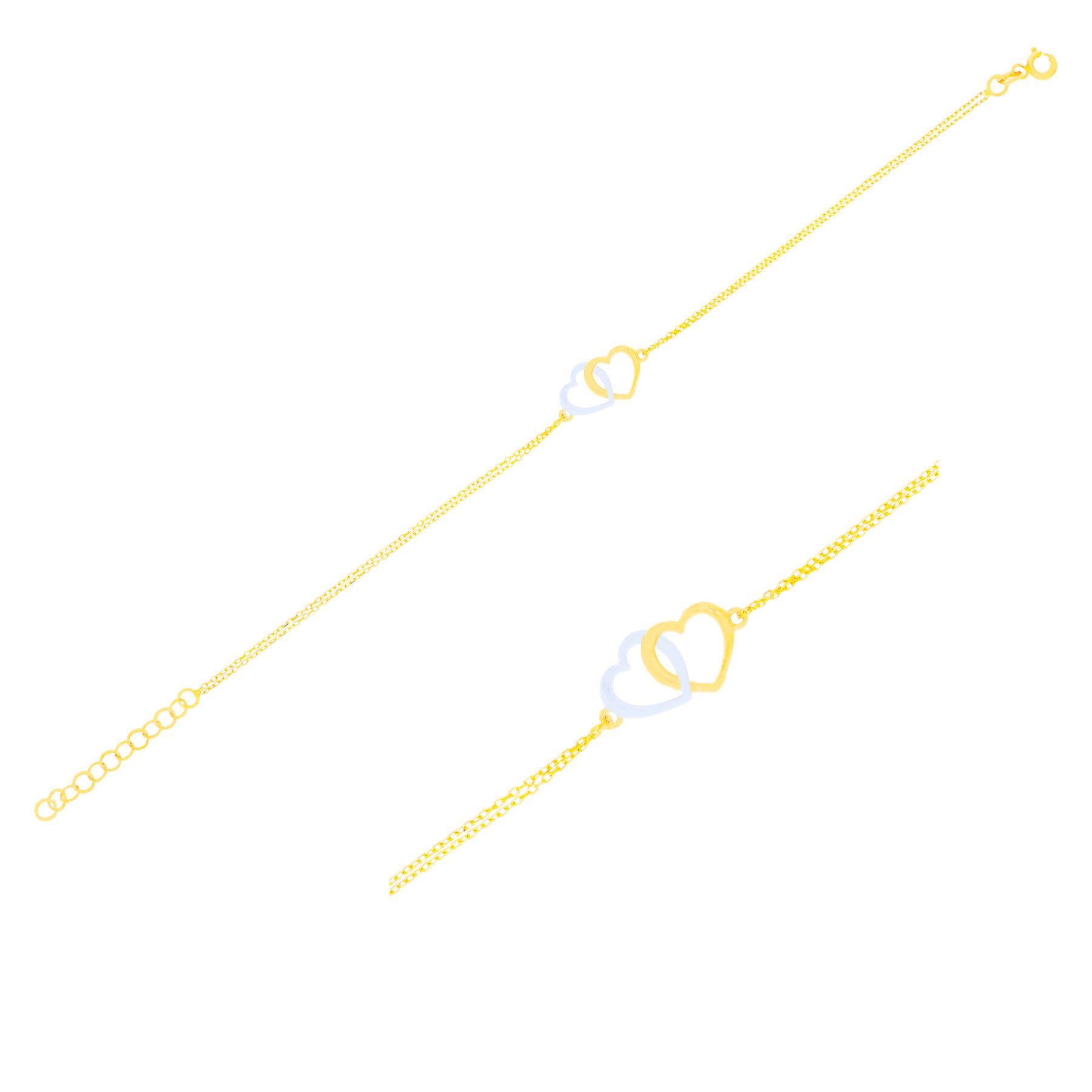 Goldarmband 585er Bicolor Armband mit verschlungenen Herzen