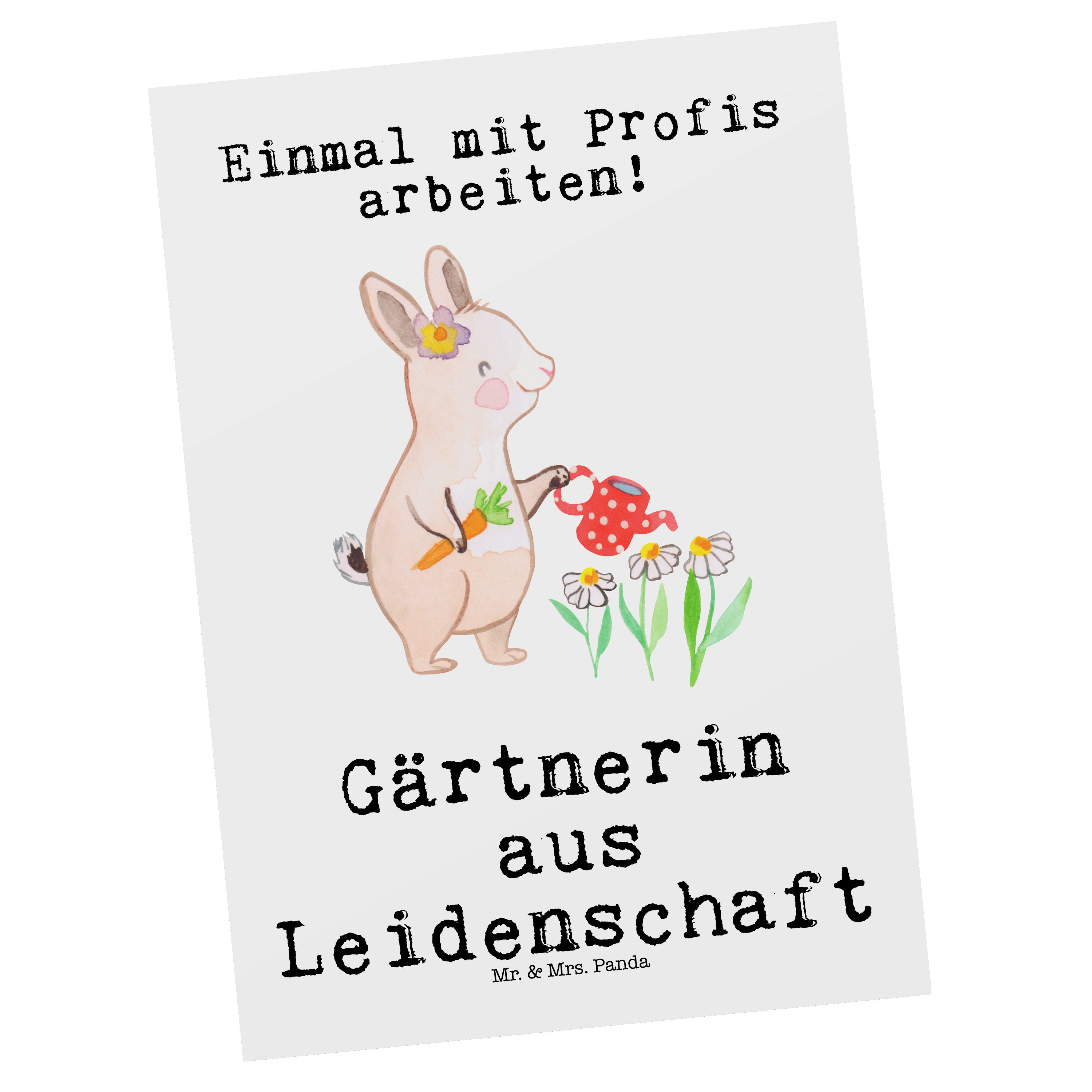 Mr. & Mrs. Panda Postkarte »Gärtnerin aus Leidenschaft Weiß