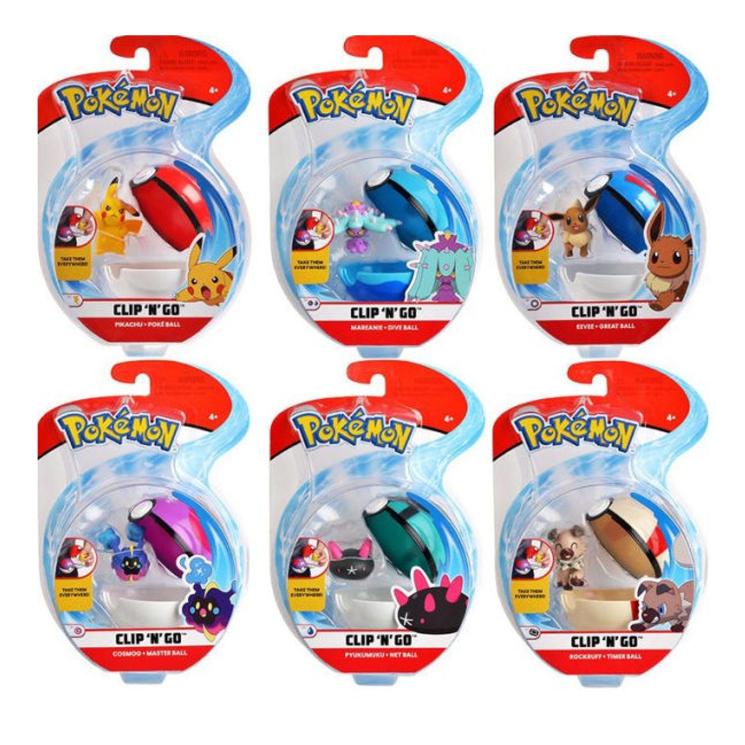 Jazwares Spielfigur, Pokemon Clip'N'Go Serie 7 Figur mit Pokeball