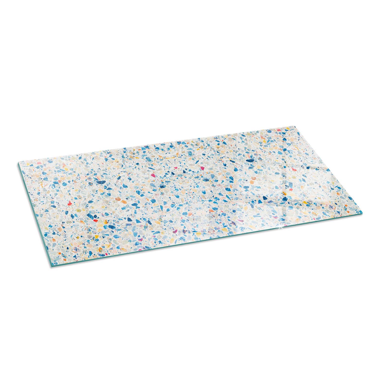 Tulup Bodenschutzplatte Blau Terrazzo-Muster, Schutzplatte aus Gehärtetem Glas für Kaminöfen
