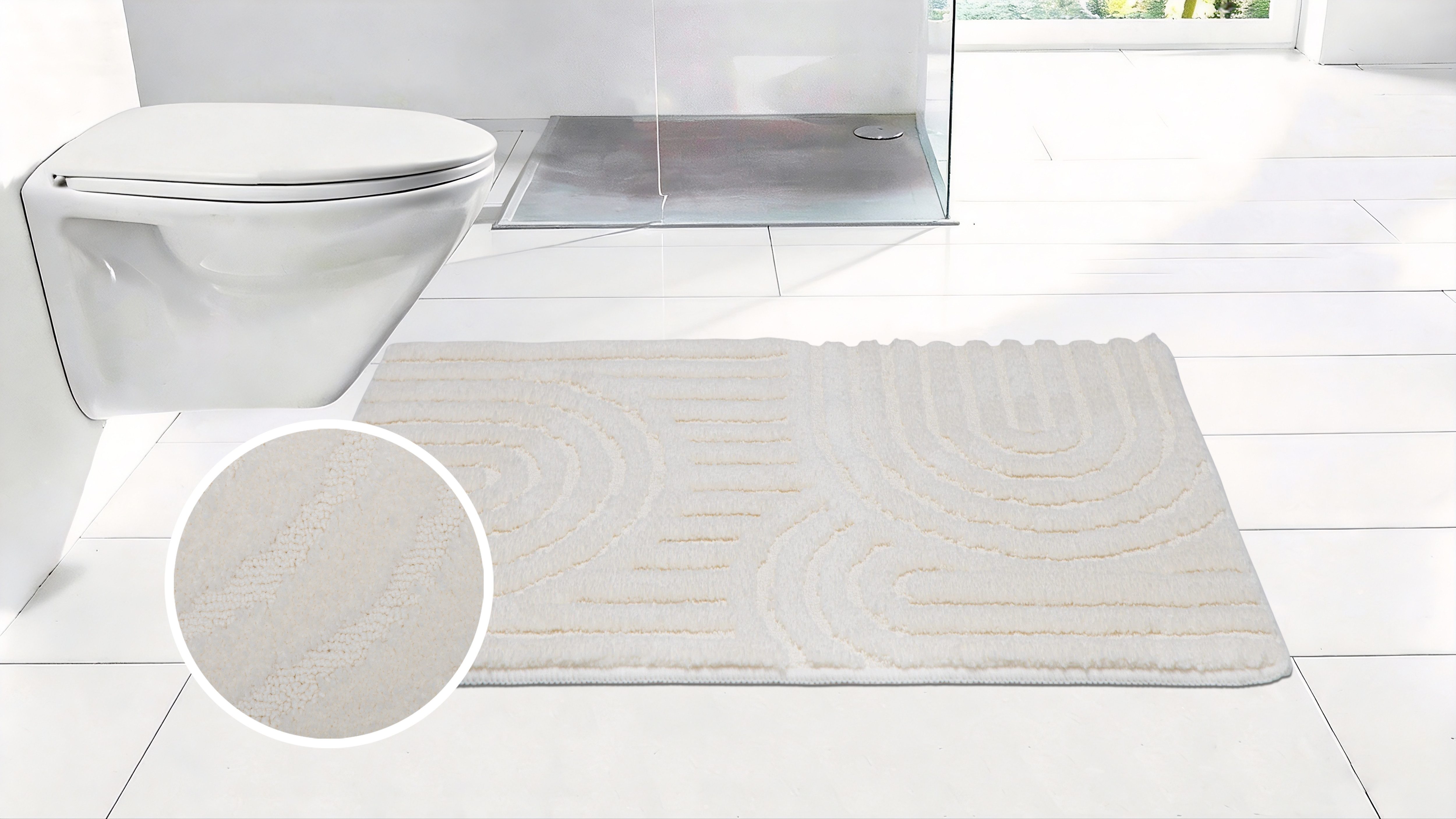 OTTO home Badematte Zen, Badvorleger, Badezimmer Teppich, Duschvorleger, Höhe 10 mm, rutschhemmend beschichtet, schnell trocknend, fußbodenheizungsgeeignet, Polyester, rechteckig, Uni Farben, Hoch-Tief-Effekt, modernes Muster, Zen