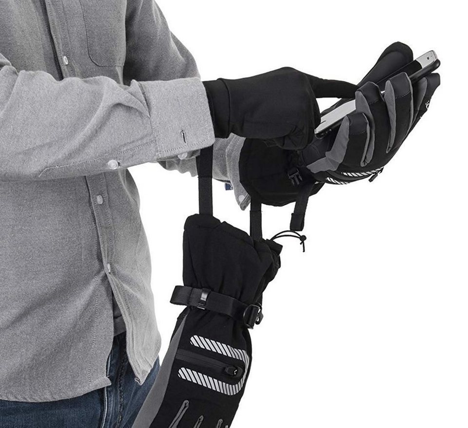 ROCKBROS Fahrradhandschuhe Skihandschuhe 2 in 1 Handschuhe (Frühling,  Herbst Winter Vollfinger Winddicht Warme Handschuhe für Outdoor Sports  Laufen, Motorrad, Fahrrad Damen Herren)