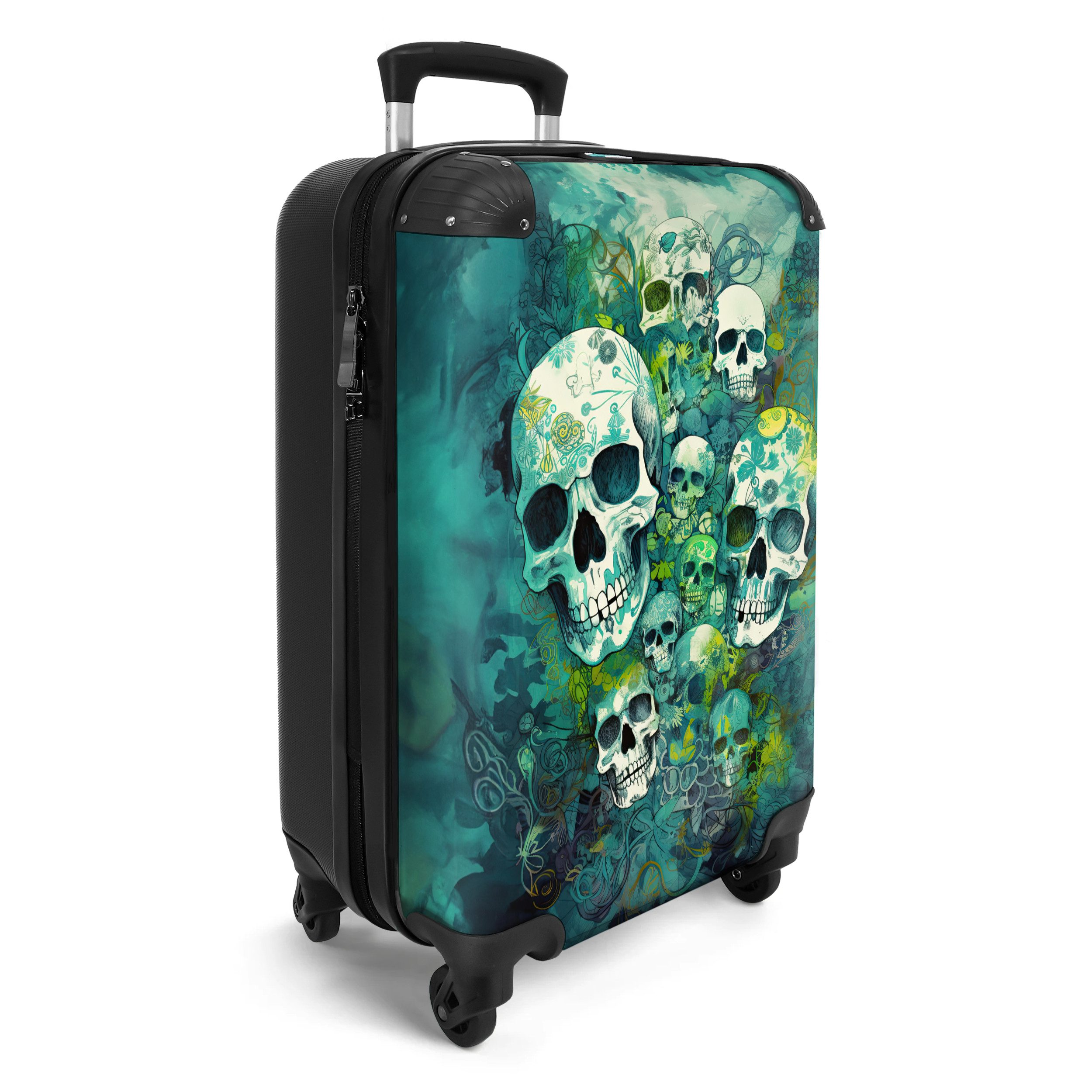 NoBoringSuitcases.com© Hartschalen-Trolley Totenkopf - Aquarell - günstig online kaufen