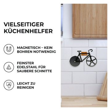 URBAN ZWEIRAD Pizzaschneider Bike Fahrrad Pizza Schneider mit magnetischer Halterung & Bodenständer