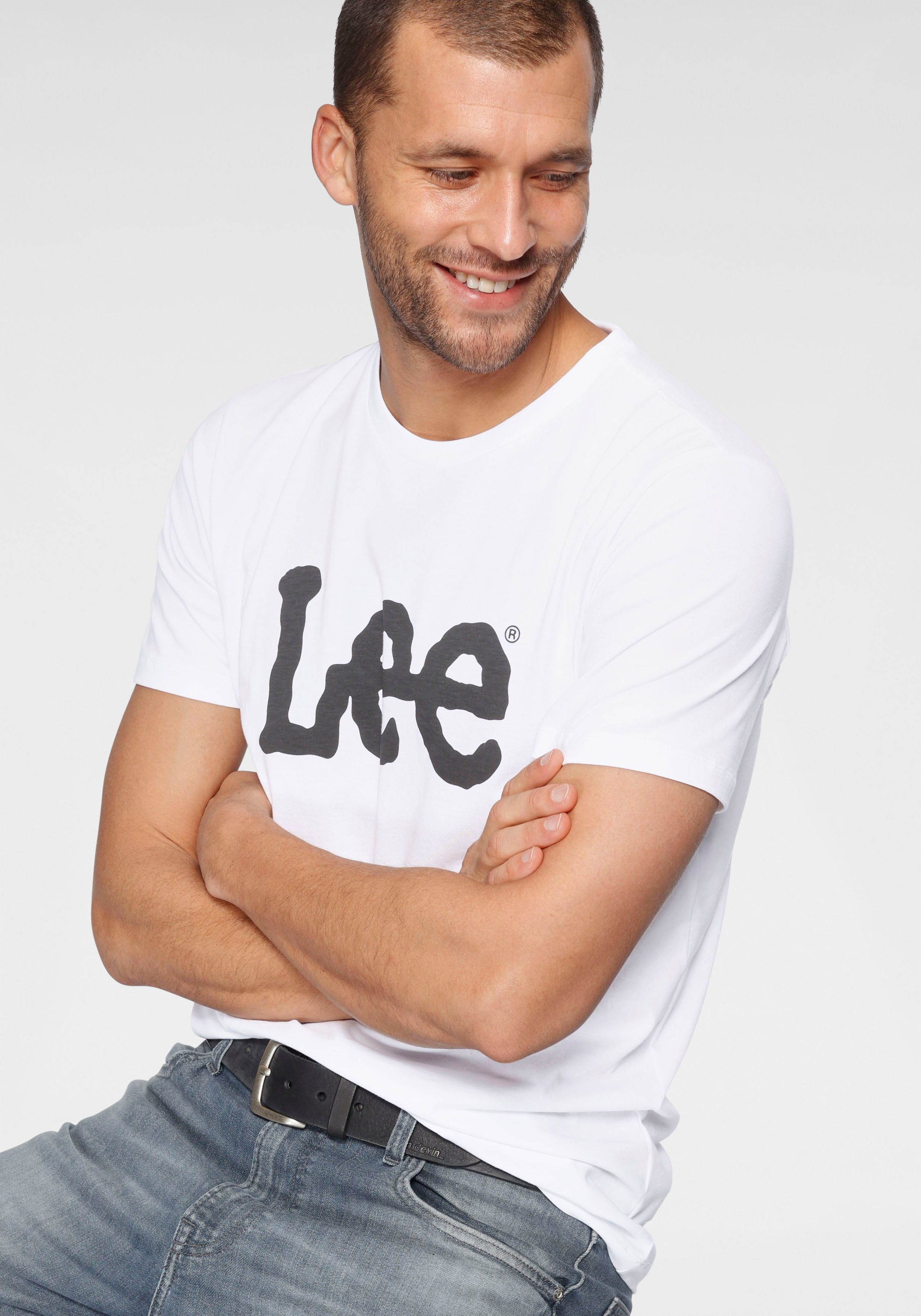 Lee® T-Shirt Wobbly LOGO TEE weiß