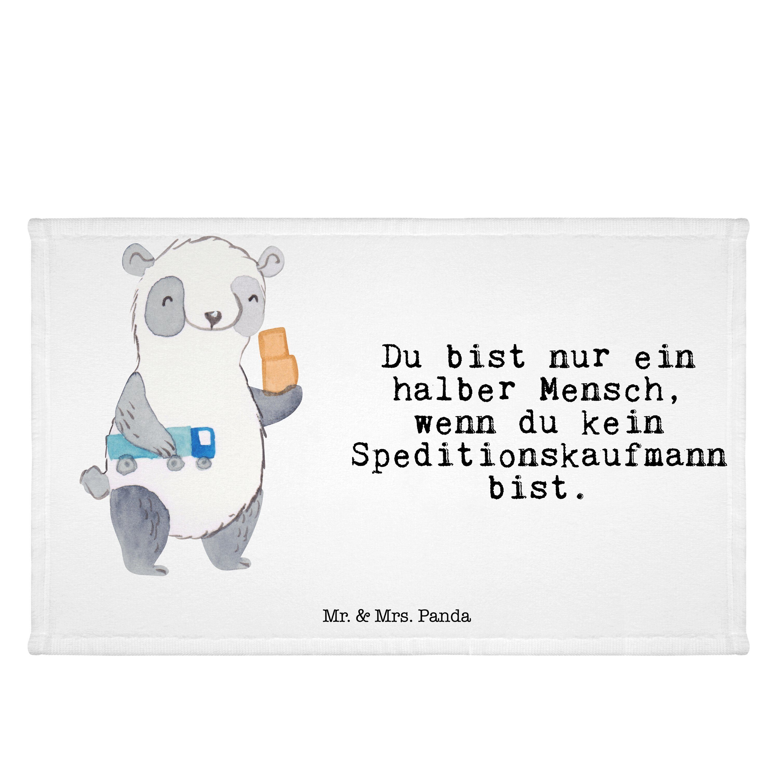 Mr. & Mrs. - Handtuch Schenken, Herz Geschenk, Weiß Reisehandtuc, (1-St) mit - Panda Speditionskaufmann
